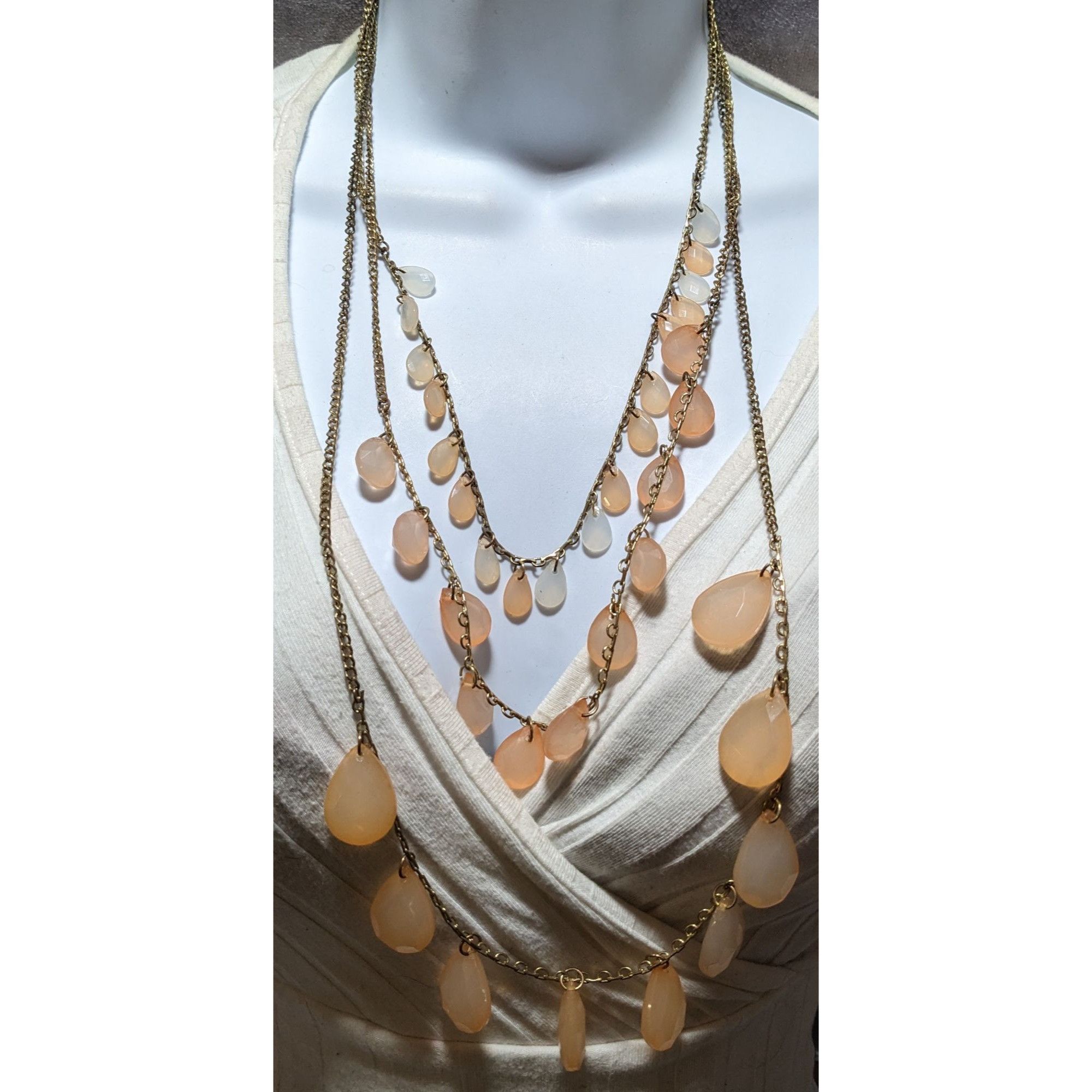Other Bohemian Layered Necklace With Peach Teardrop Beads Size ONE SIZE - 7 Thumbnail