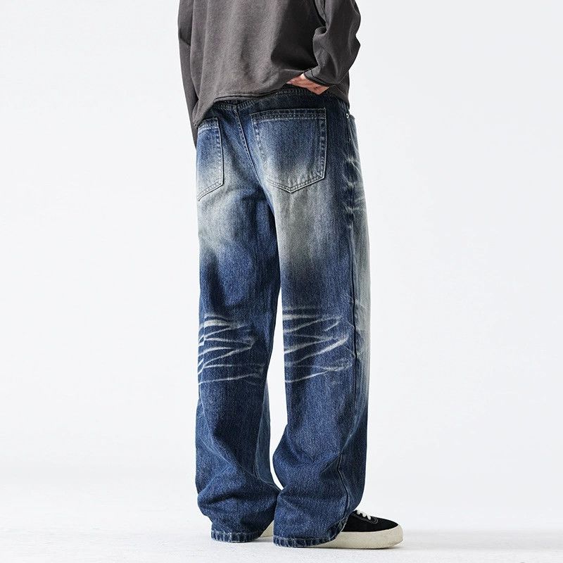 Vintage American Distressed Whiskered Loose-Fit Straight-Leg Jeans Size US 32 / EU 48 - 5 Thumbnail