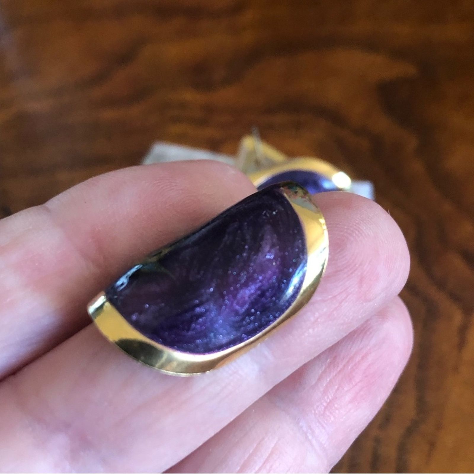Vintage Vintage 80s sparkle swirl enamel bottom curve earrings Size ONE SIZE - 6 Thumbnail