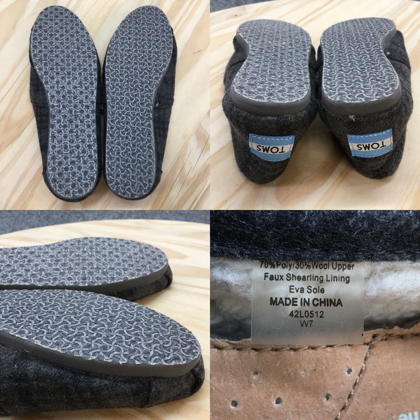 Toms TOMS Shies Womens 7 Classic Slip On Plaid Loafer Flats Gray Wool Blend 42L0512 Size US 7 / IT 37 - 8 Thumbnail
