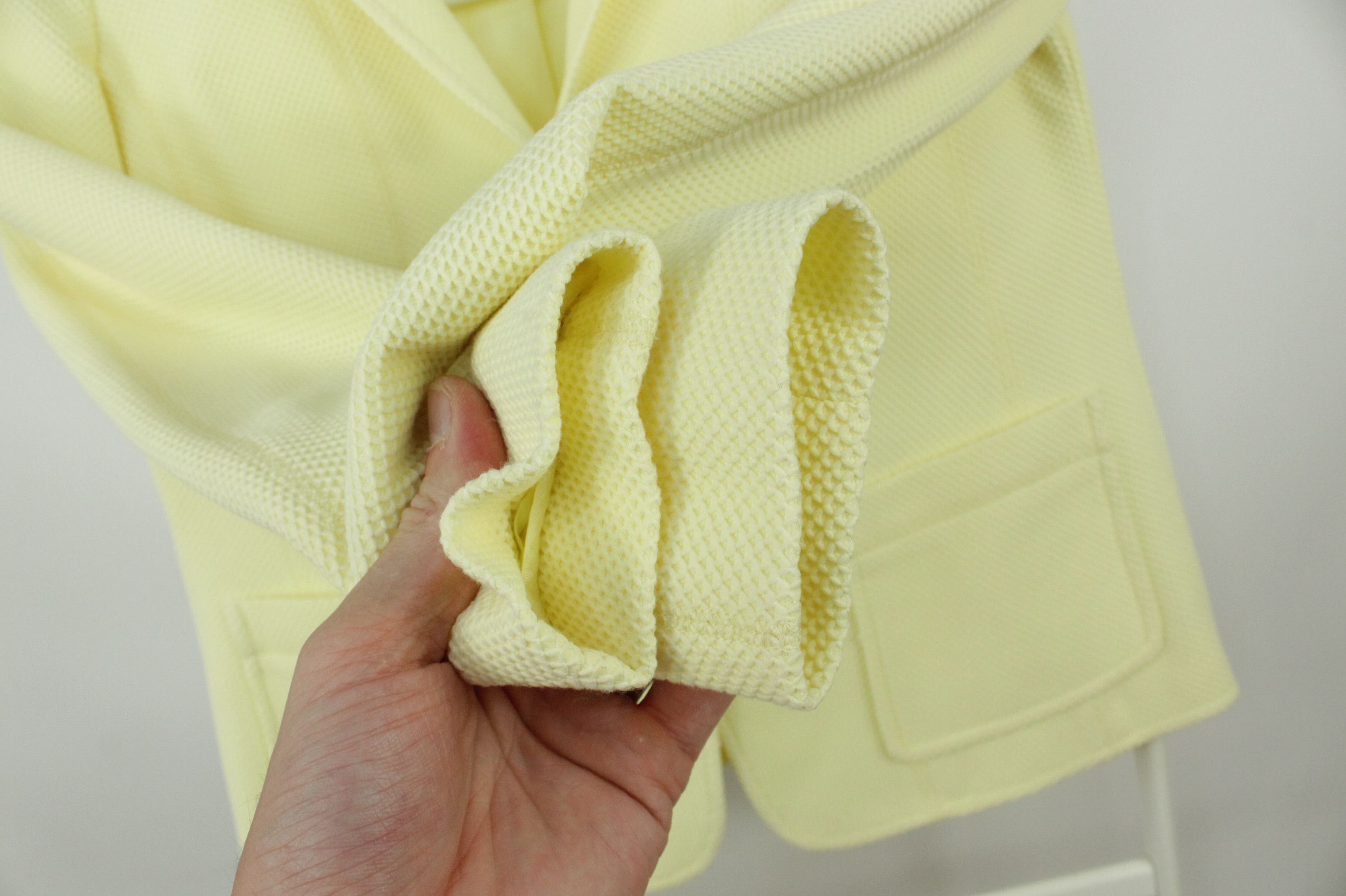 Designer × Luisa Cerano Luisa Cerano Waffle Knit Yellow Cotton Blend Blazer Jacket Size L / US 10 / IT 46 - 5 Thumbnail