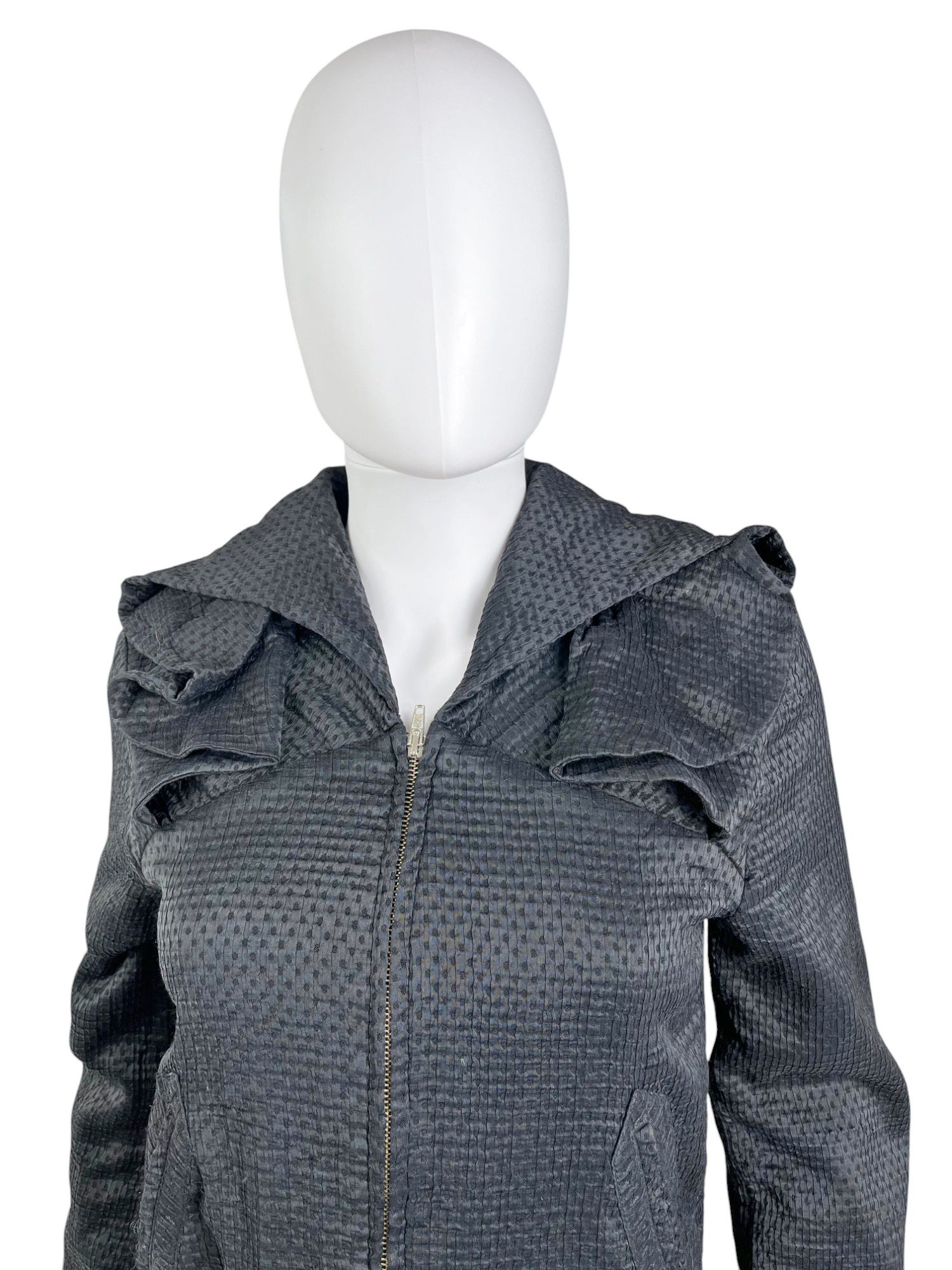 Hussein Chalayan Early 2000's Ruffle blue bomber jacket Size L / US 10 / IT 46 - 6 Thumbnail