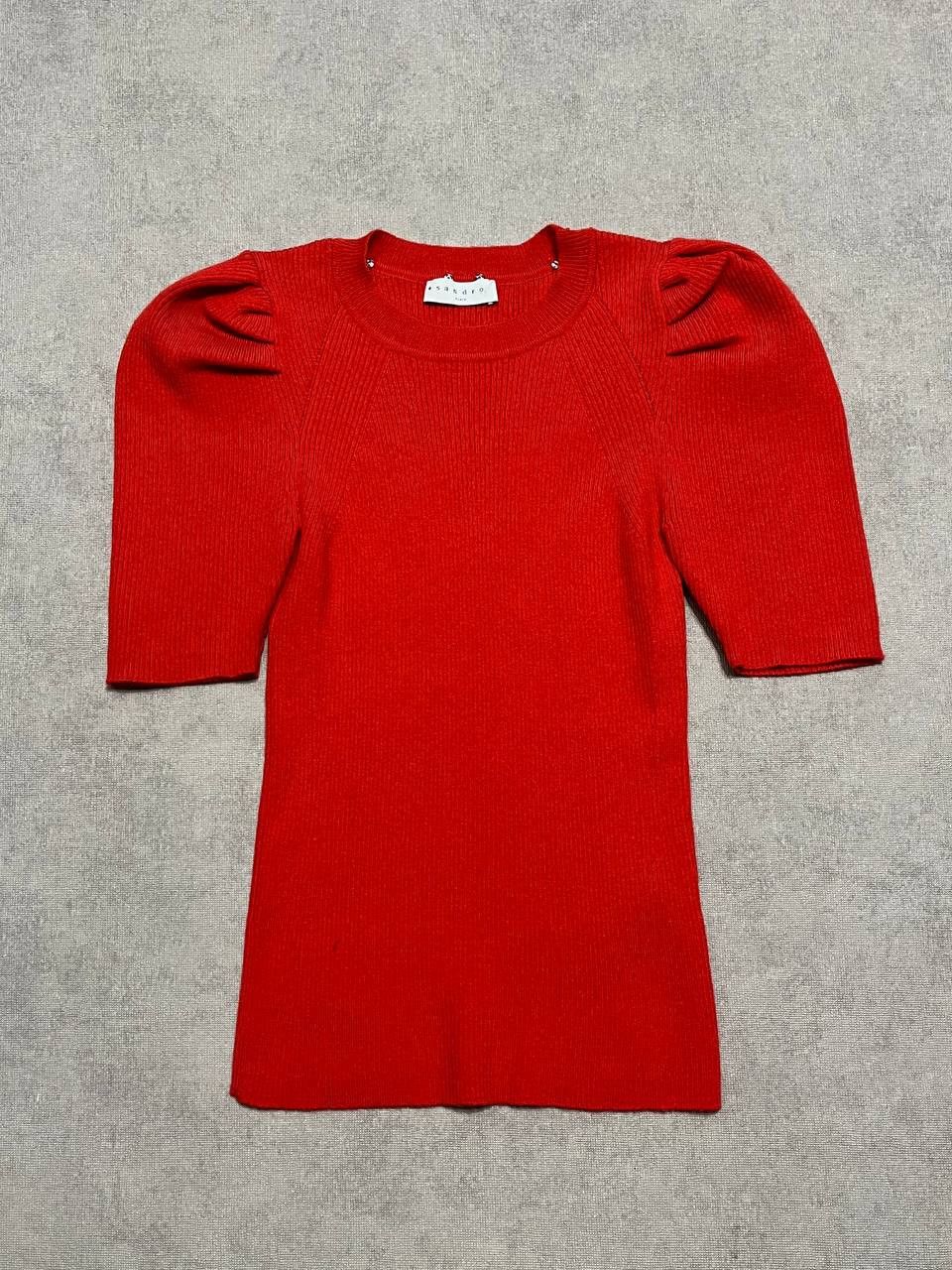 Sandro Sandro Paris Women`s Red Knit Sweater Tops Size 1 Size S / US 4 / IT 40 - 1 Thumbnail