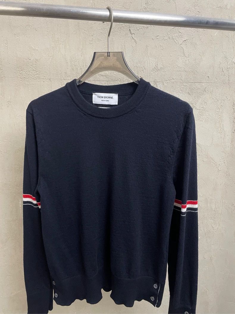 Thom Browne Thom browne Dark blue double-sleeved label color stripe woo Size US L / EU 52-54 / 3 - 3 Thumbnail
