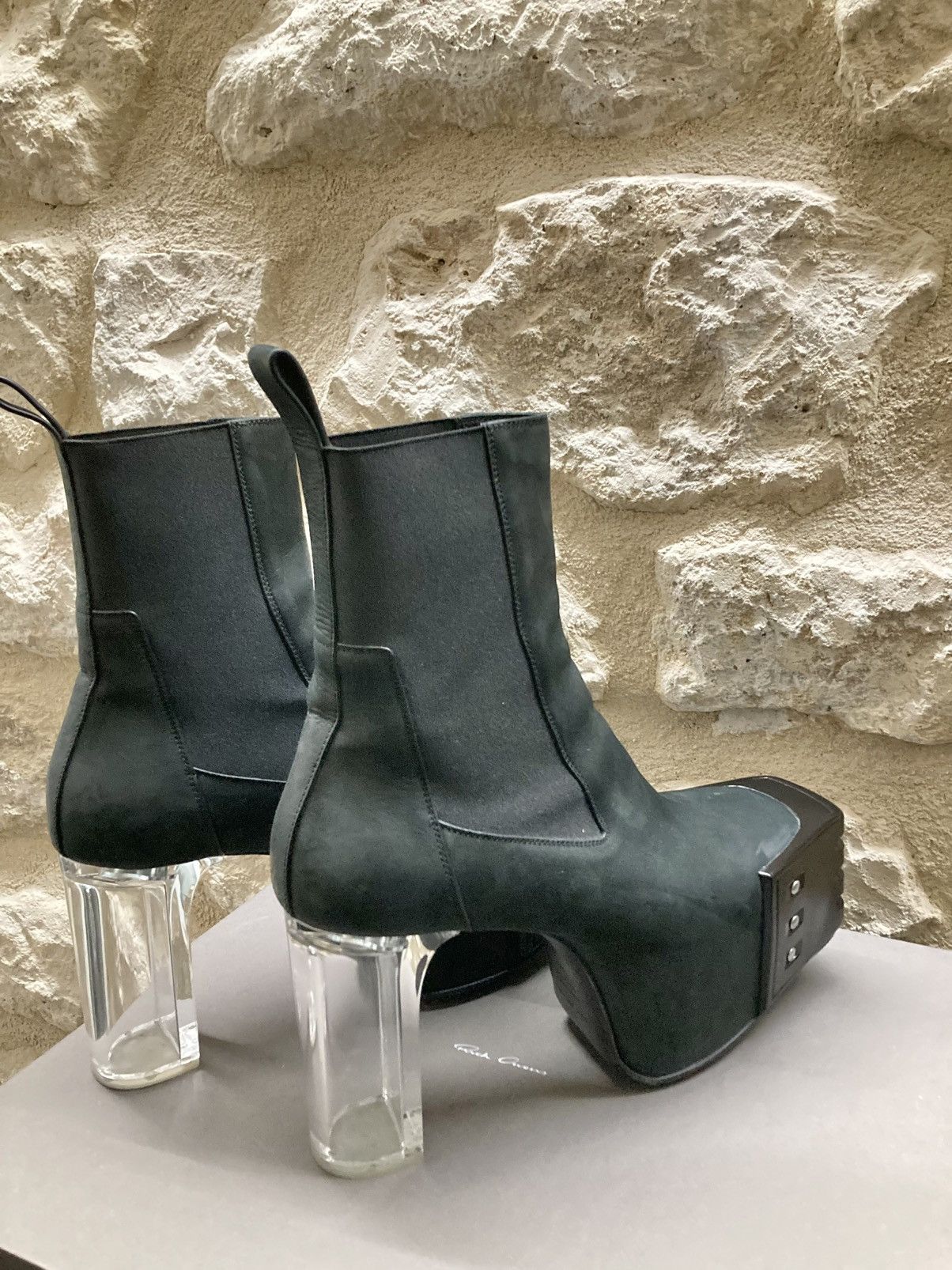 Rick Owens Black Kiss Grilled Platform Suede Heel Boots Size US 9 / EU 42 - 2 Thumbnail