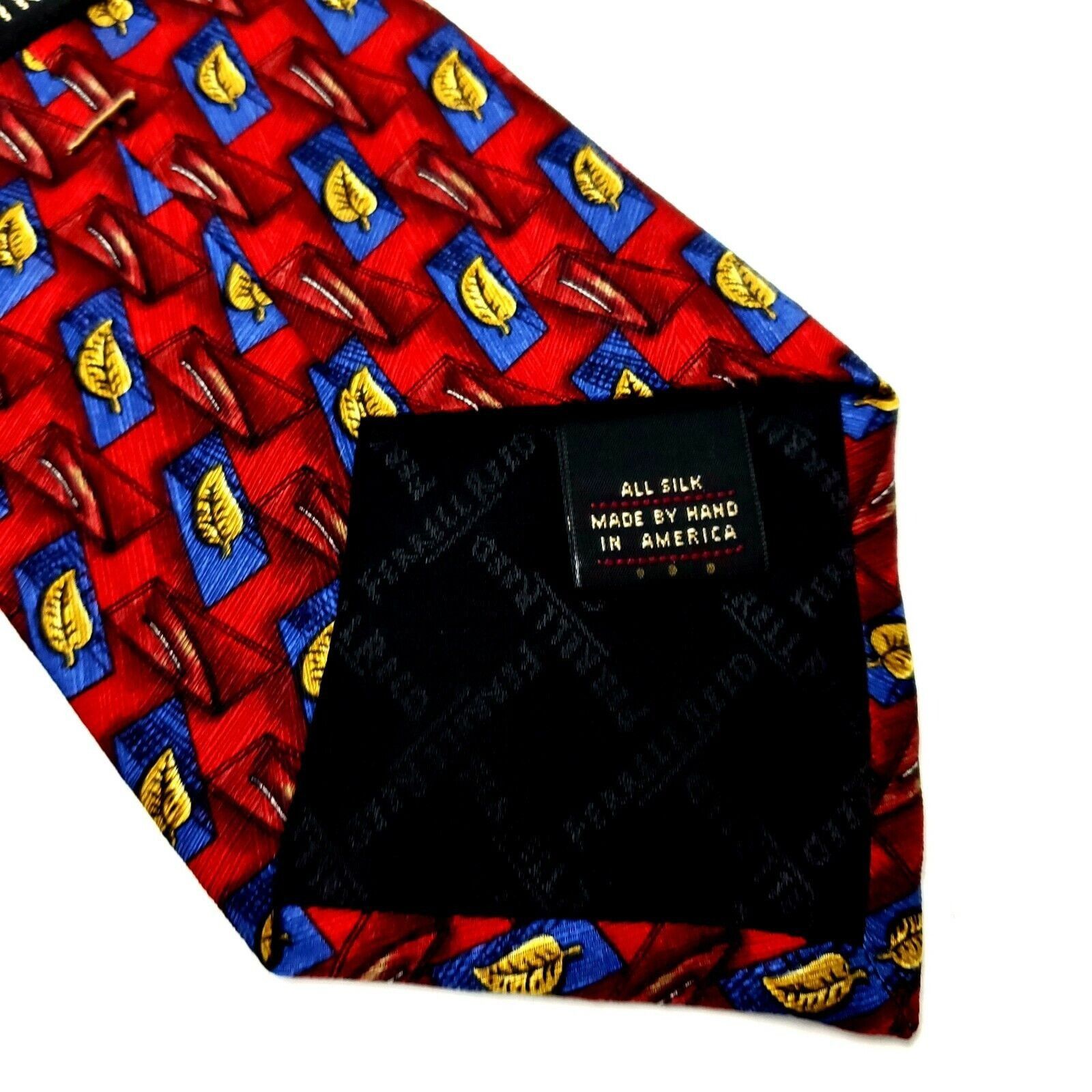 Vintage Ferrell Reed Silk Tie Print Red Wide Geometric Leaf Abstract Size ONE SIZE - 4 Thumbnail