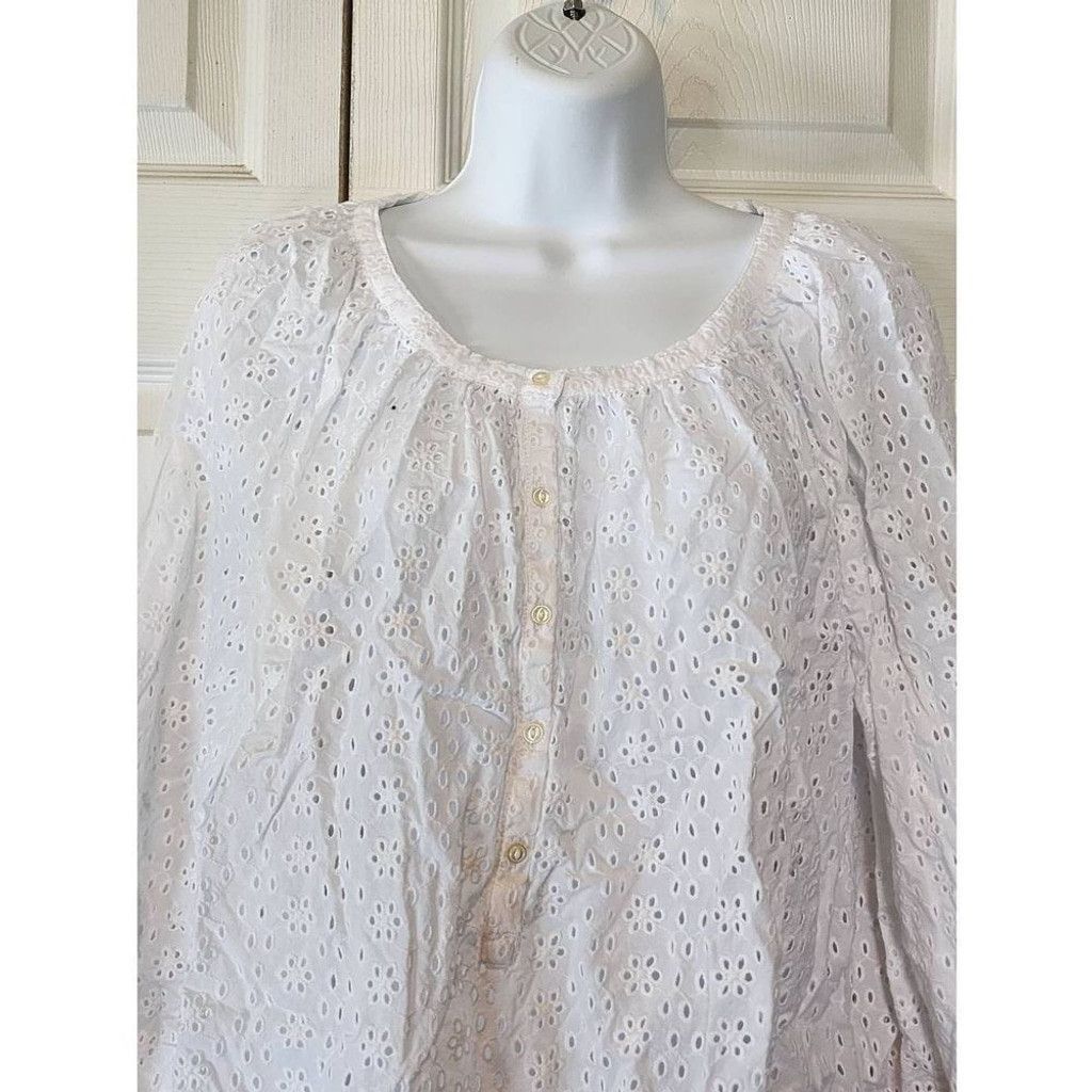 Chaps Chaps White Lace Blouse Size XL / US 12-14 / IT 48-50 - 2 Thumbnail