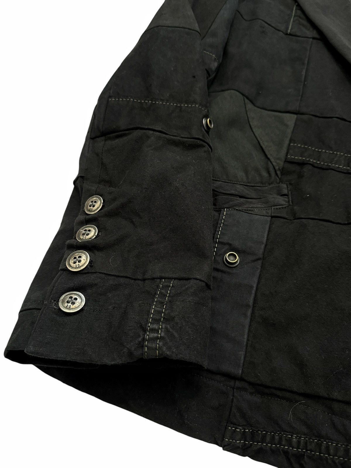 Greg Lauren Sz3 1/1 Black Workwear Tux Ollie Blazer Patchwork Jacket Size US L / EU 52-54 / 3 - 9 Thumbnail