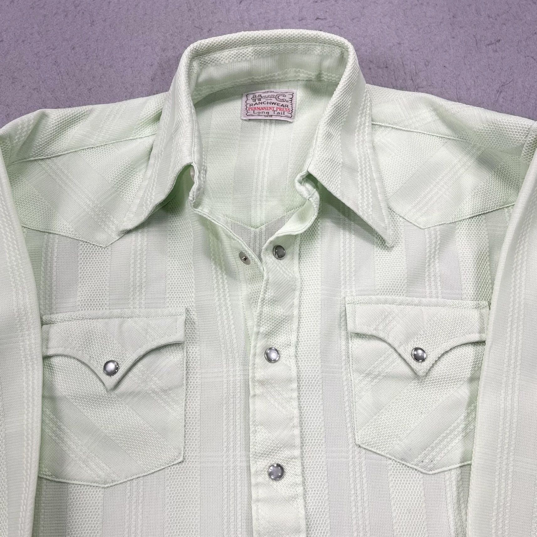 Vintage VINTAGE H Bar C Ranchwear Shirt Mens Large Green Western Snap Permanent Press 70s Size US L / EU 52-54 / 3 - 2 Thumbnail