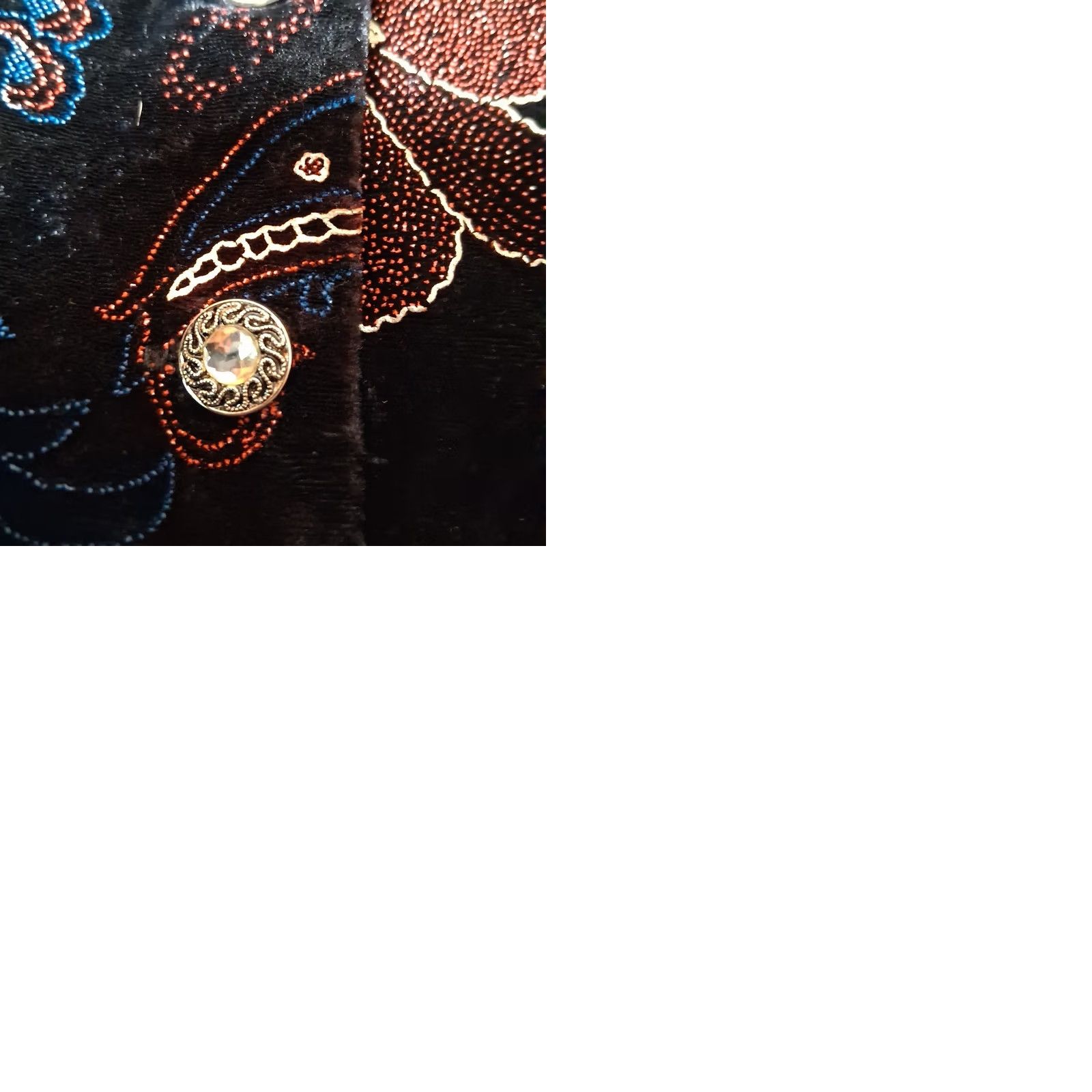 Velvet VINTAGE Melrose Vest Women's Velvet Floral Paisley Boho 1990s Large L Sleeveless Button V-Neck Black Size L / US 10 / IT 46 - 9 Thumbnail