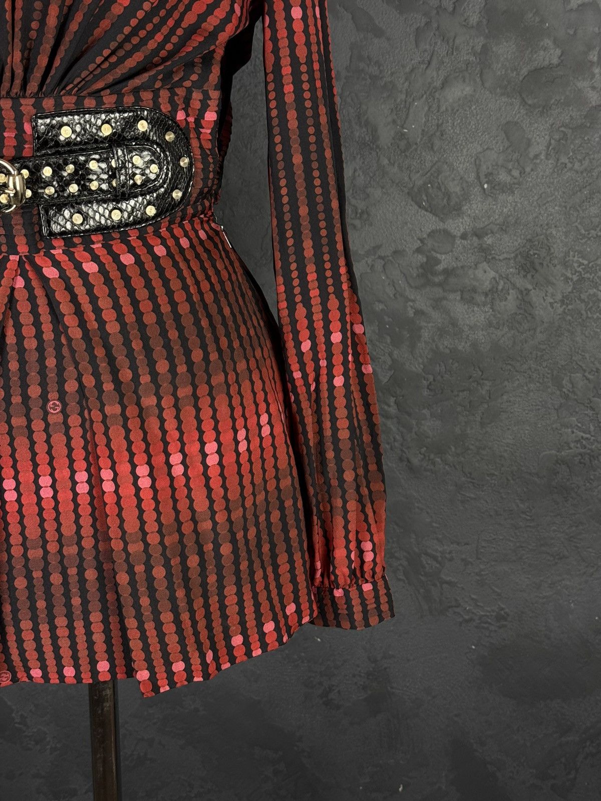 Gucci Rare! Gucci Vintage Women’s Silk Mini Dress Leather Belted Size S / US 4 / IT 40 - 7 Thumbnail