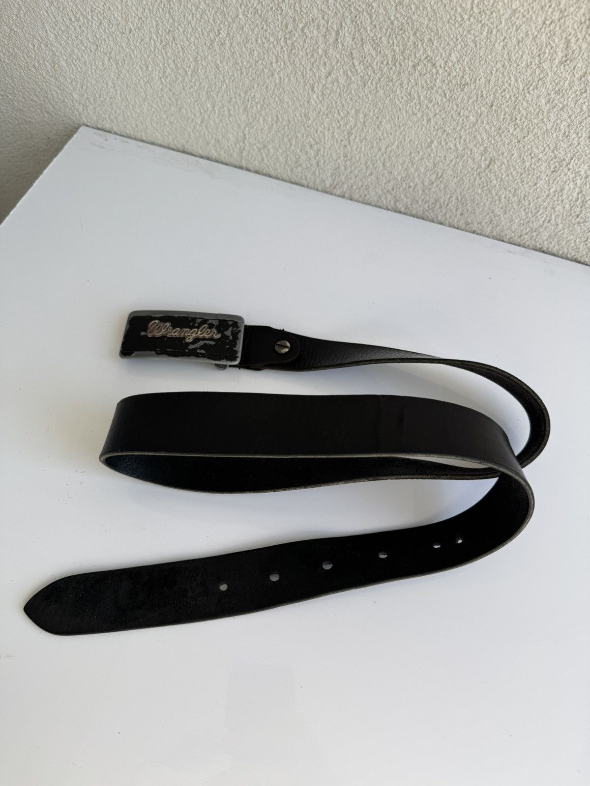 Wrangler Wrangler Vintage Logo Buckle Leather Belt Black Size ONE SIZE - 3 Thumbnail