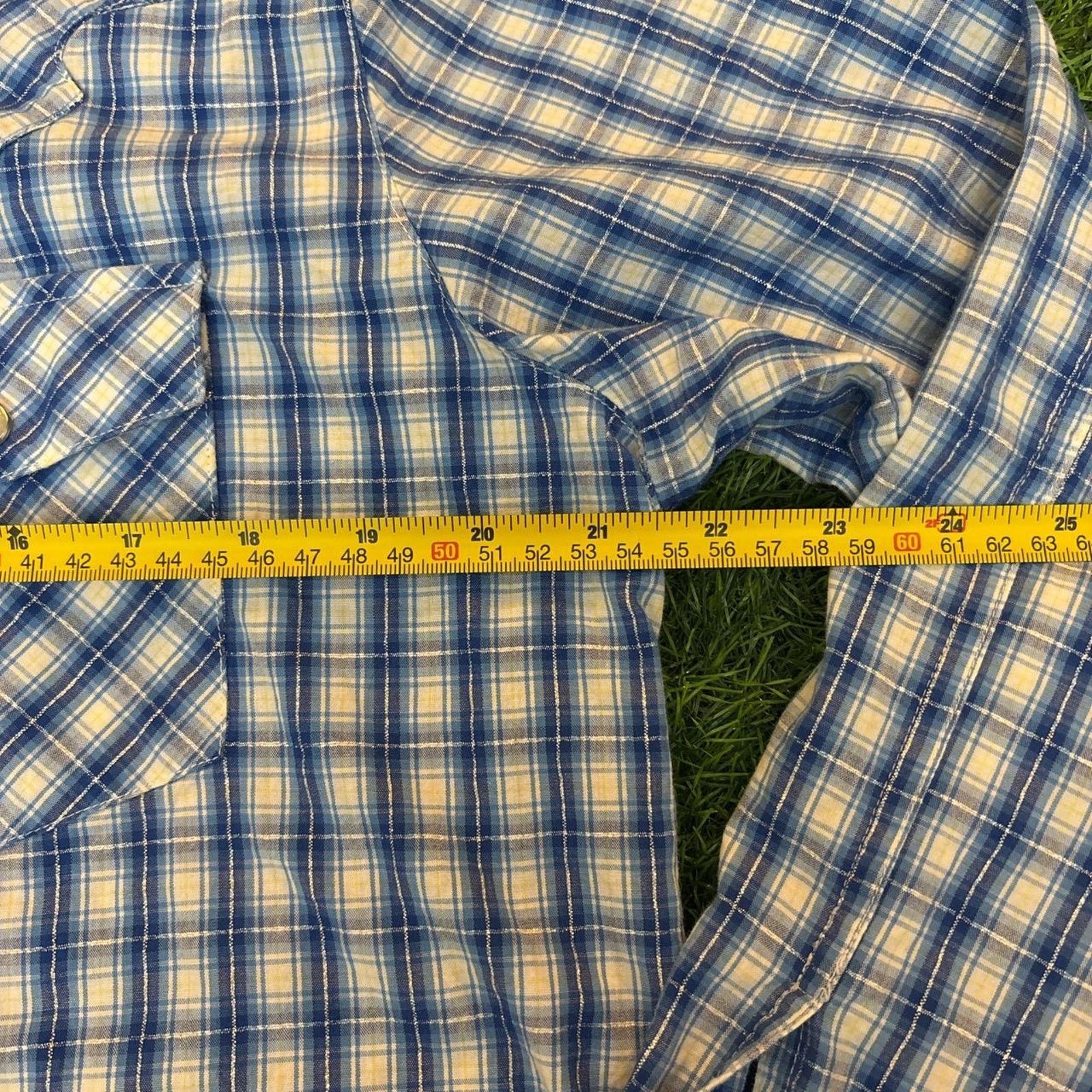 Other Women's y2k Blue/Silver Pearl Snap Plaid Button Down Size L / US 10 / IT 46 - 6 Thumbnail