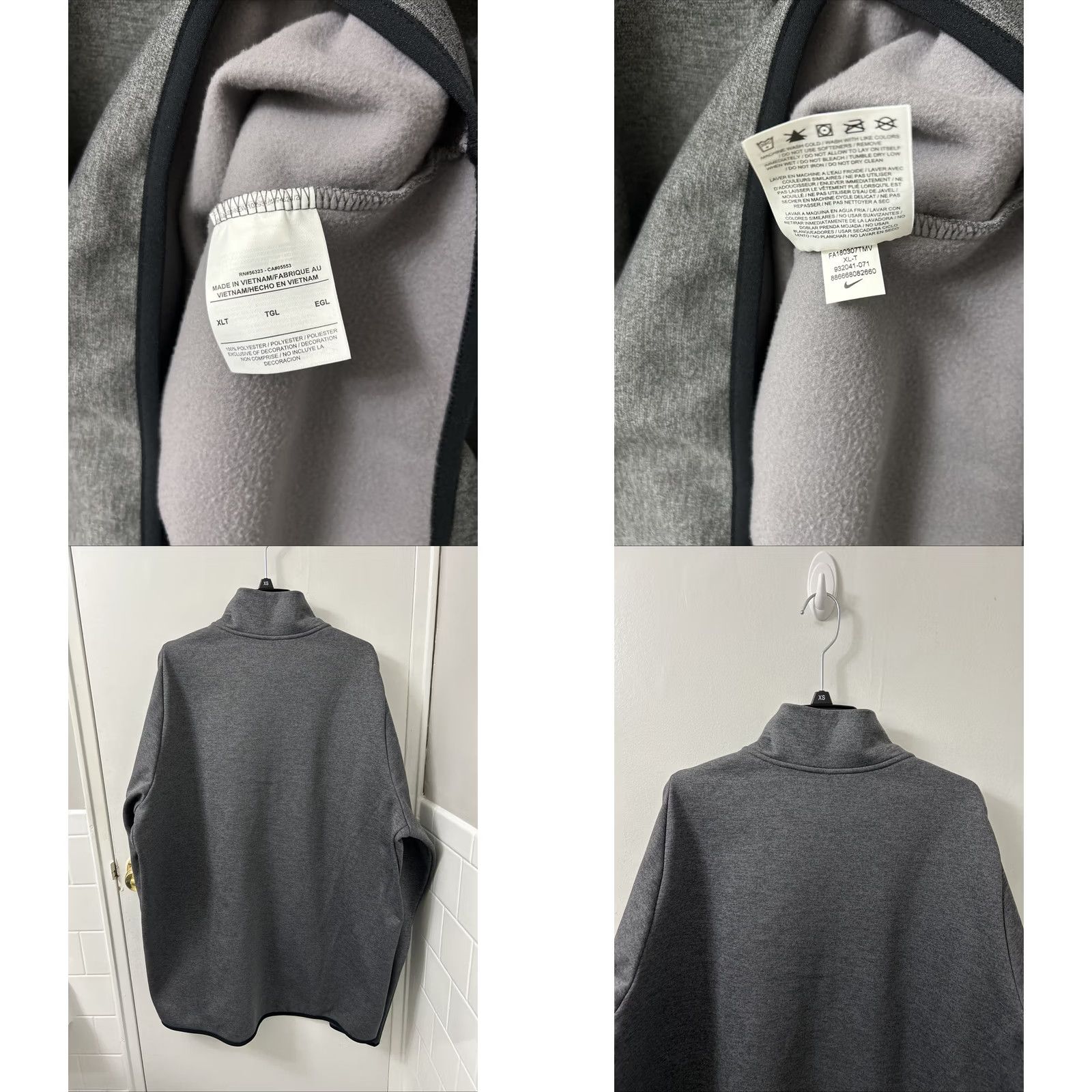 Nike Nike Dri-Fit Pullover Mens XL Gray Long Sleeve 1/4 Zip Mock Neck Fleece Lightweight Breathable Casual Activewear Sweatshirt Tee Size US XL / EU 56 / 4 - 8 Thumbnail