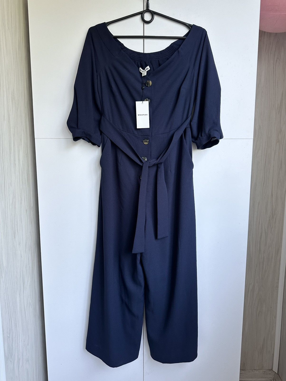 Whistles Whistles Navy Carina Jumpsuit Off Shoulder Crop Wide Leg Size XS / US 0-2 / IT 36-38 - 1 Thumbnail