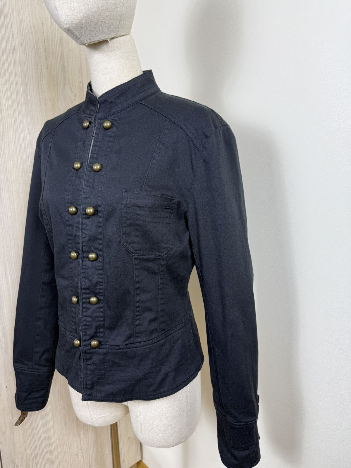 Other Vintage Military Style Black Cotton Jacket – Brass Buttons Size L / US 10 / IT 46 - 3 Thumbnail