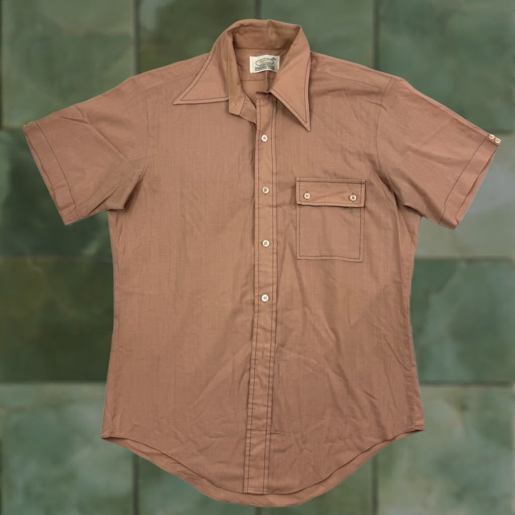Imperial Vintage British Imperial 60s 70s Button Up Shirt - Adult Medium Pink Cotton Size US M / EU 48-50 / 2 - 1 Thumbnail