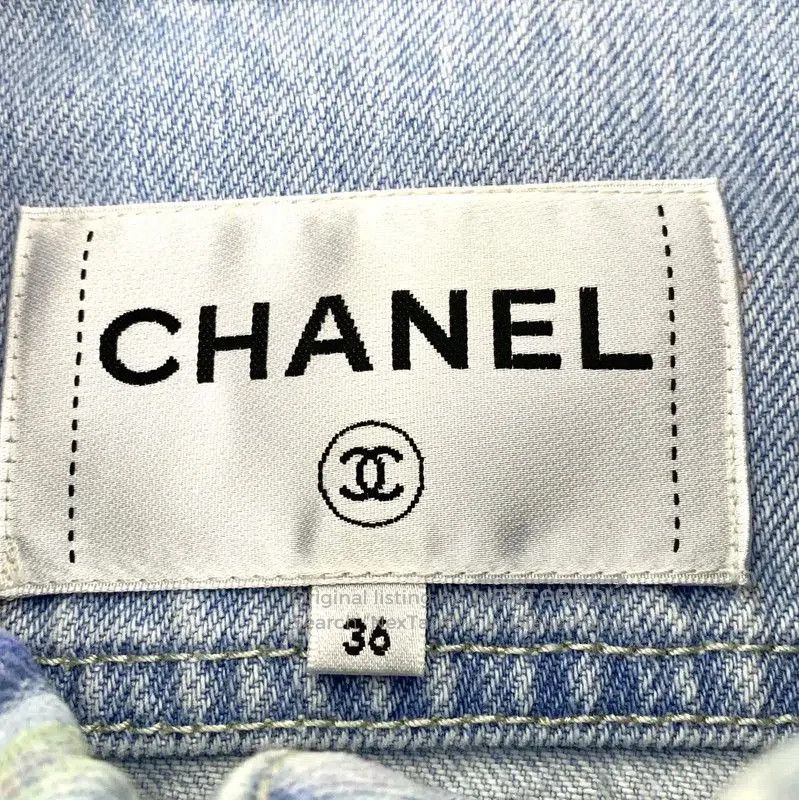 Chanel Blue Cotton Women's Jacket with Ruffles .