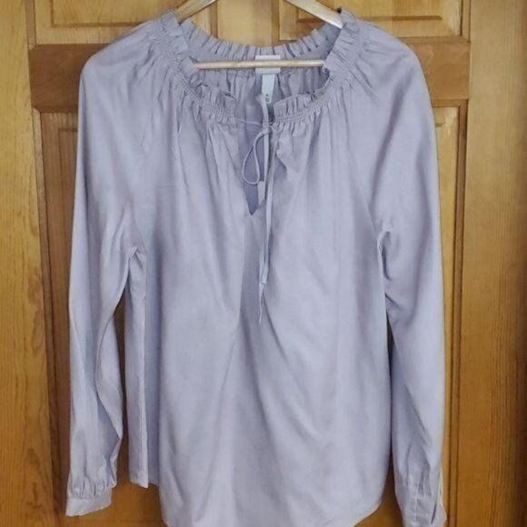 Designer a new day Soft Fall Colored Lavender Dainty Ruffled Tie Neck Size M / US 6-8 / IT 42-44 - 2 Thumbnail