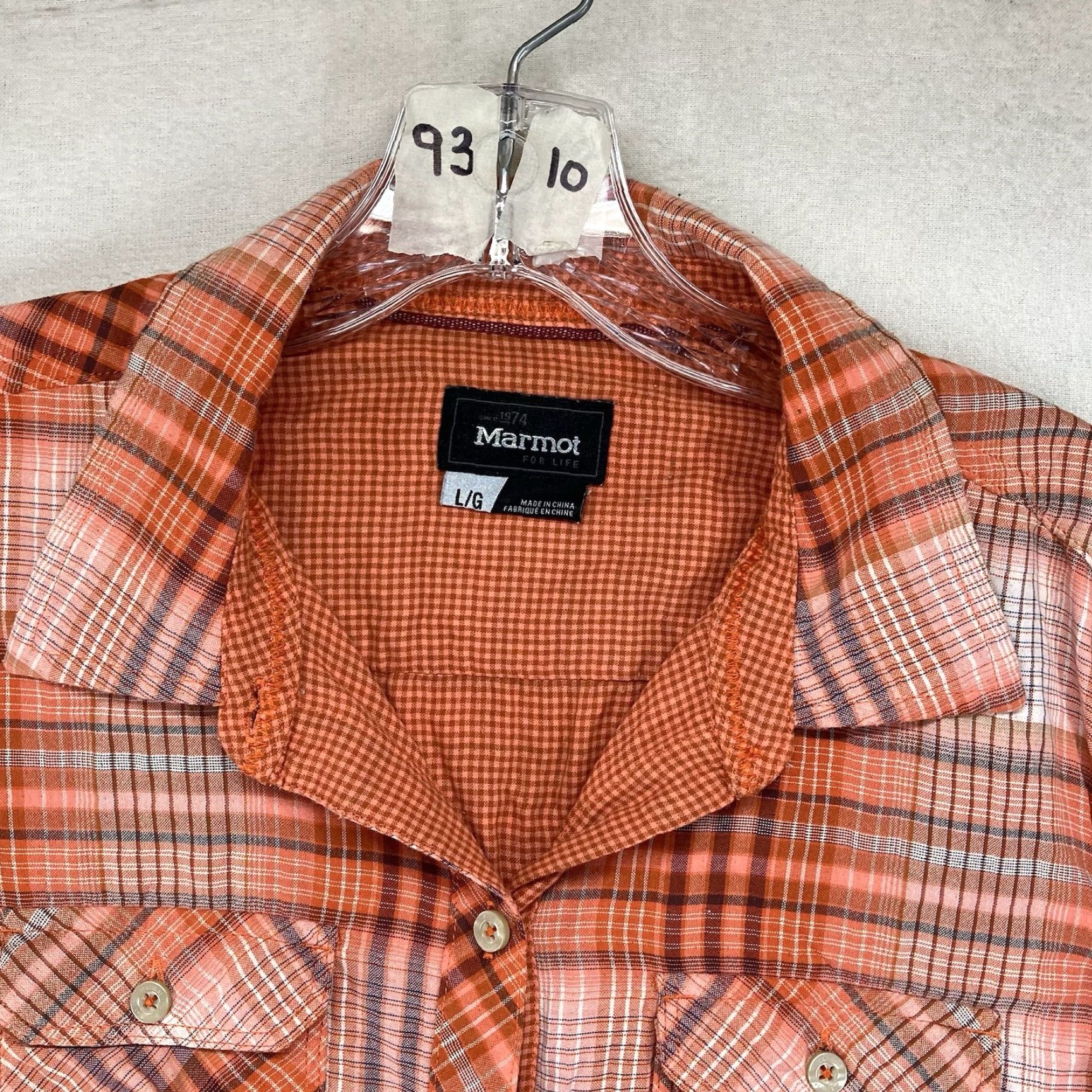 Marmot Marmot Top Women's L Orange Plaid Long Sleeve Outdoors Casual Size L / US 10 / IT 46 - 5 Thumbnail