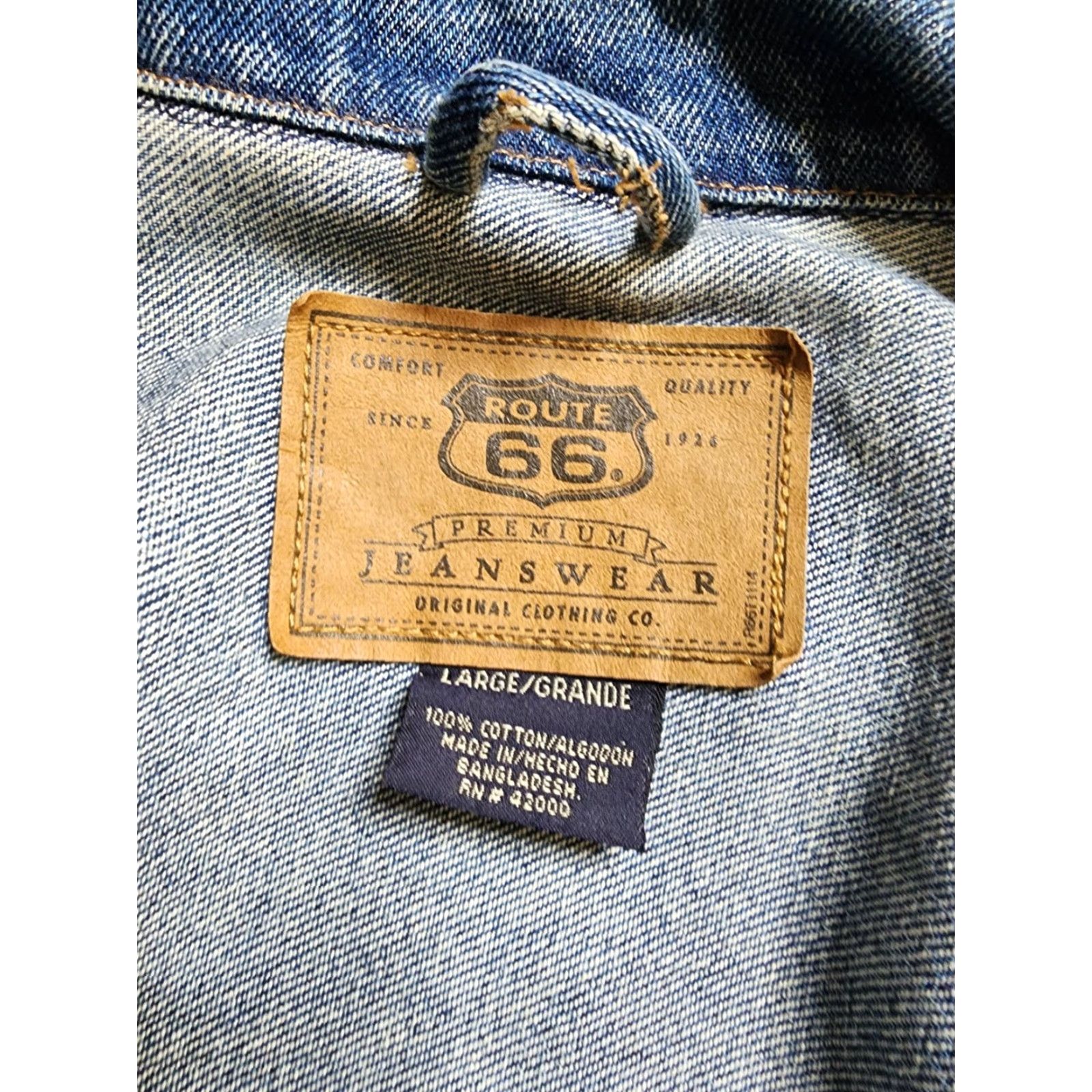 Route 66 VINTAGE Route 66 Jacket Mens L Blue Denim 90s Jean Distressed Jeanswear Size US 33 - 3 Thumbnail