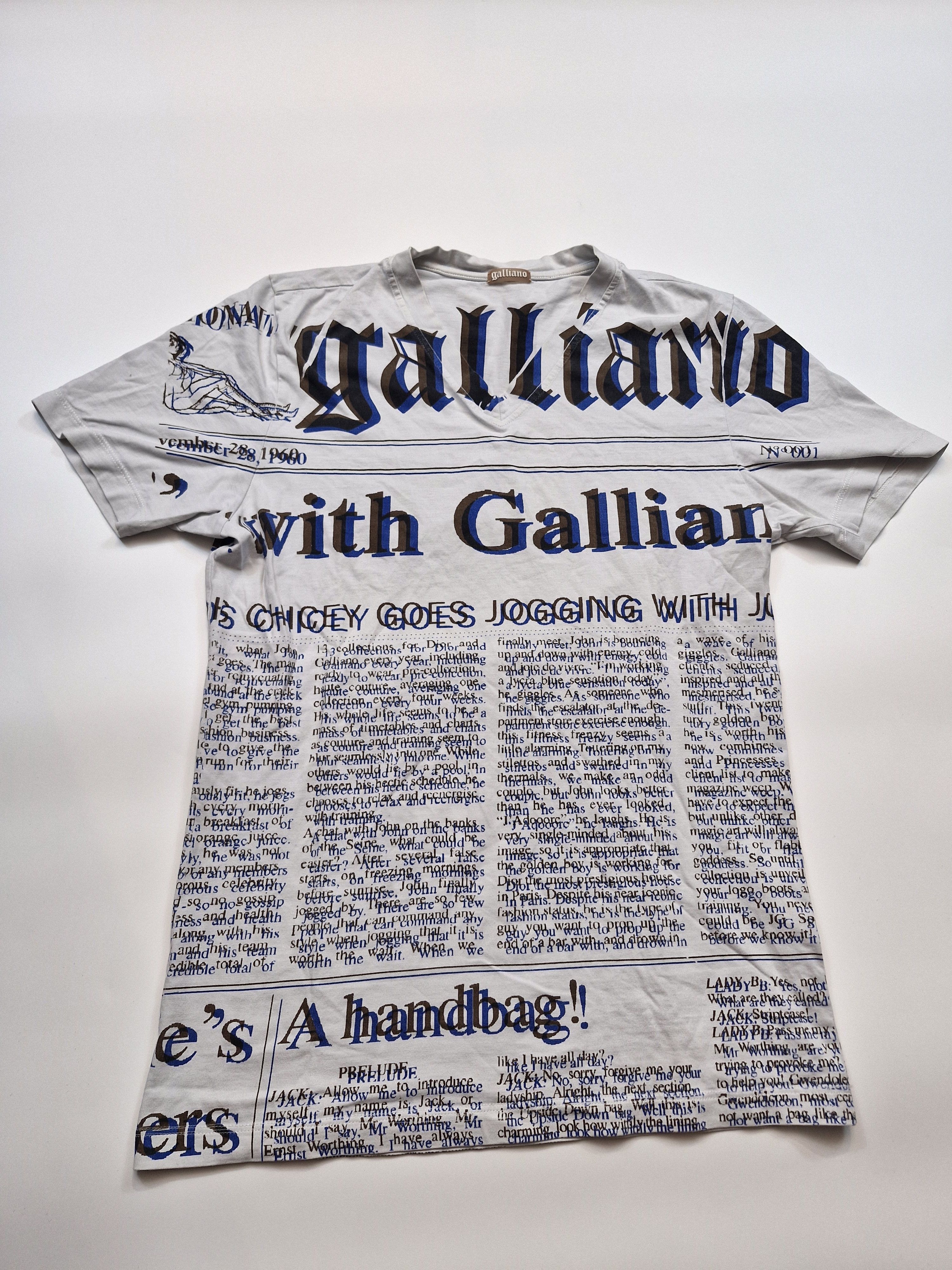John Galliano RARE!!! John Galliano V Neck Overprint Newspaper