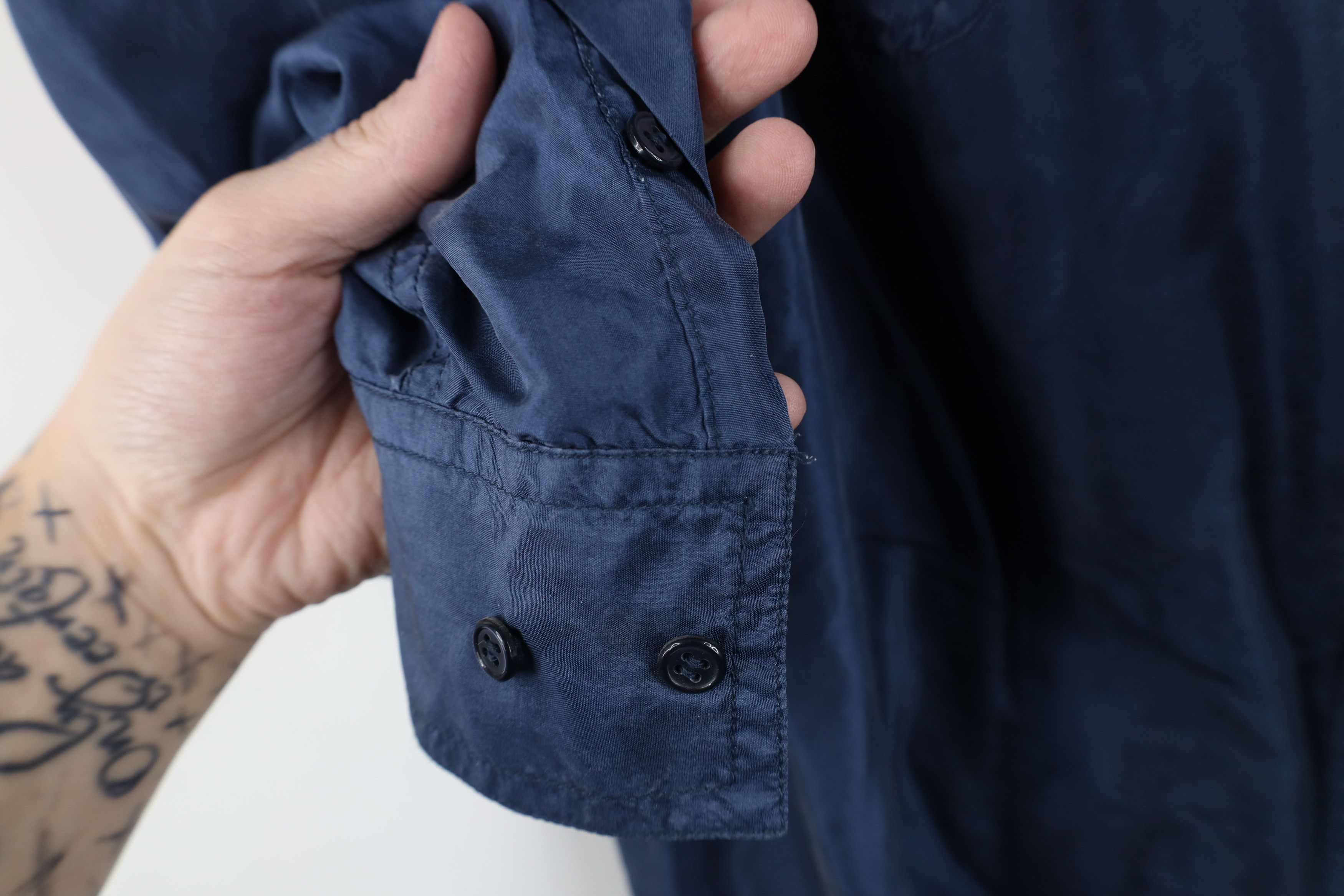 Vintage Vintage 90s Streetwear Baggy Silk Collared Button Shirt Blue Size US XL / EU 56 / 4 - 7 Thumbnail