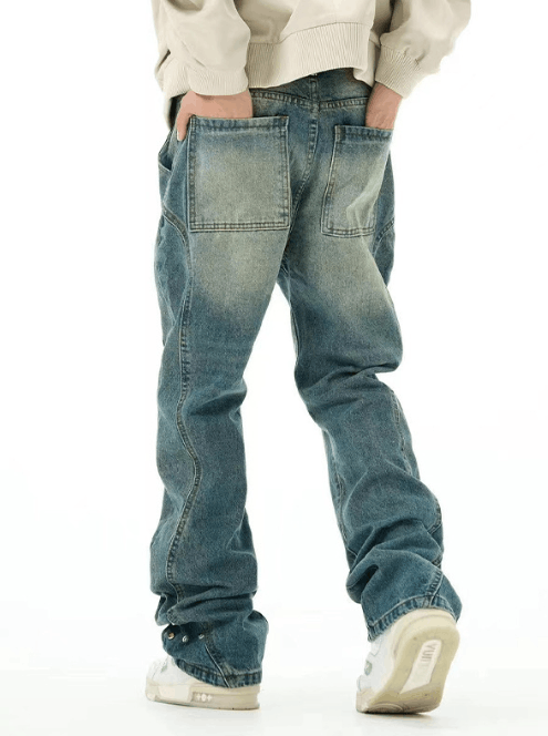 Japanese Brand × Jean Retro washed irregular street all-match straight jeans Size US 34 / EU 50 - 4 Thumbnail