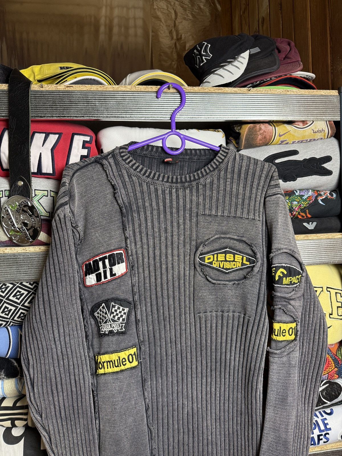 Diesel Crazy Japan Diesel Style Faded Rib Striped Knit Sweater Y2K Size US L / EU 52-54 / 3 - 3 Thumbnail