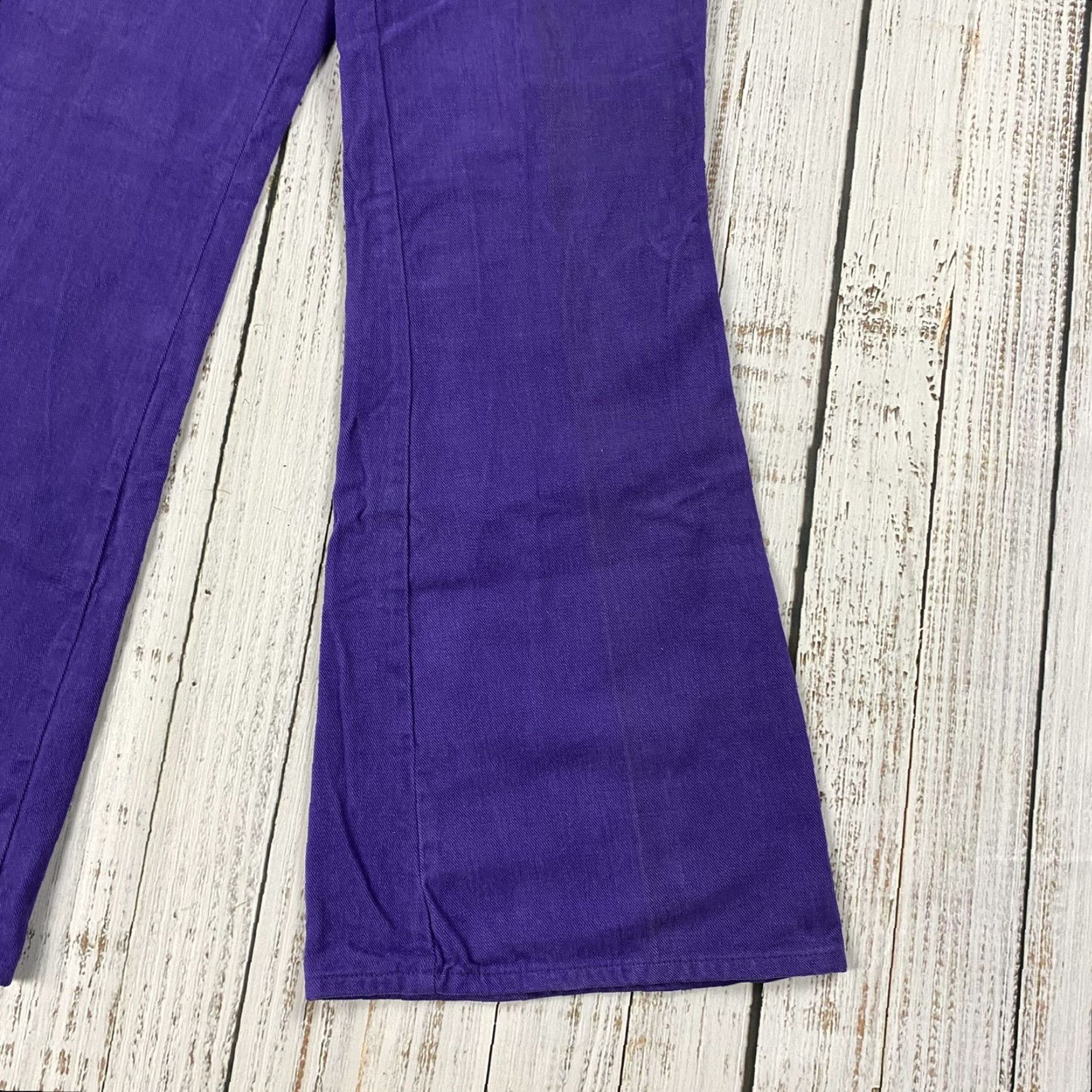 Bell Vintage 1970s H.I.S Womens Purple Flared Bell Bottom Disco Pants 30x32 Retro Hippy Clubwear Size 30" / US 8 / IT 44 - 2 Thumbnail