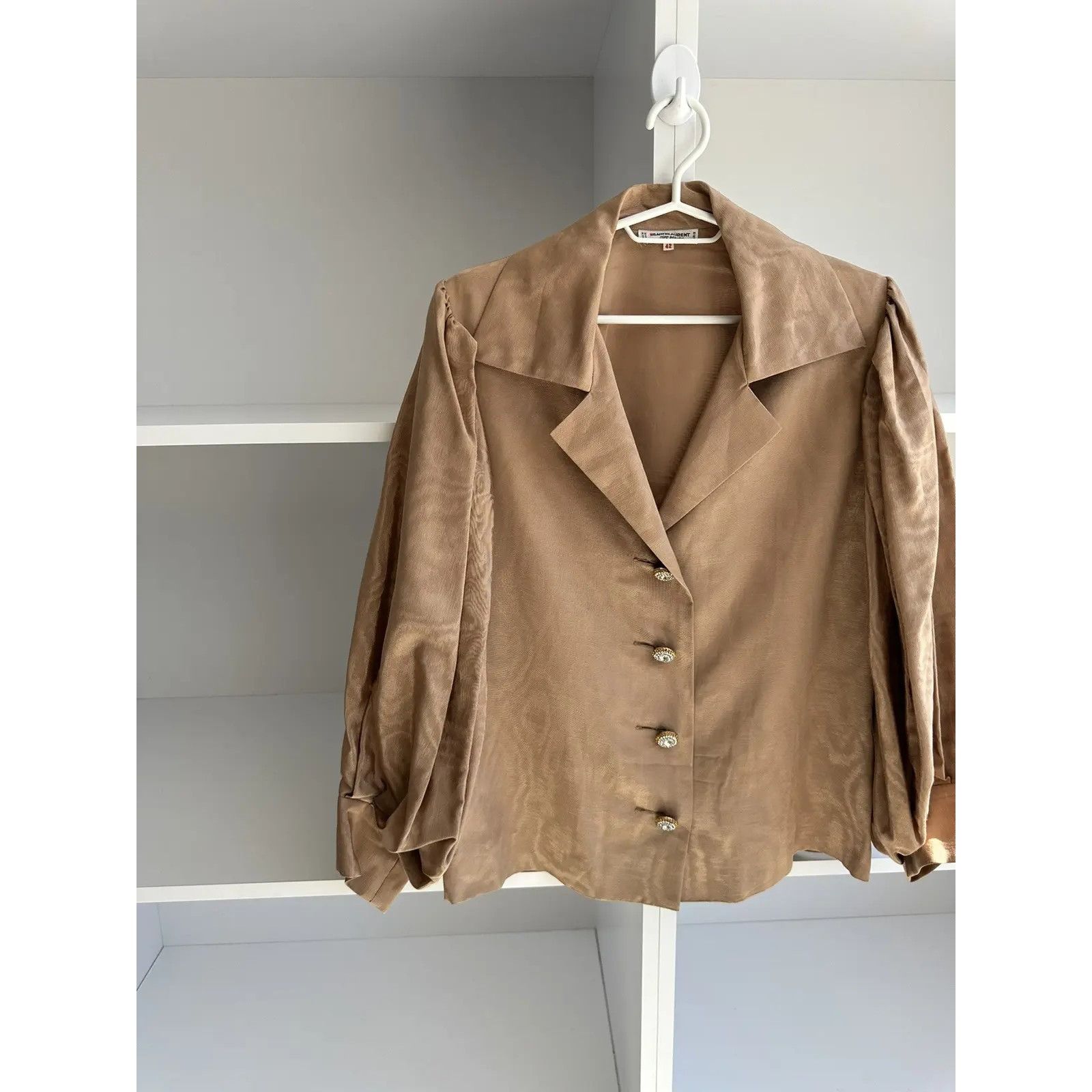Saint Laurent Paris Vintage Saint Laurent Paris Rive Gauche Satin Blazer 80s Size L / US 10 / IT 46 - 3 Thumbnail
