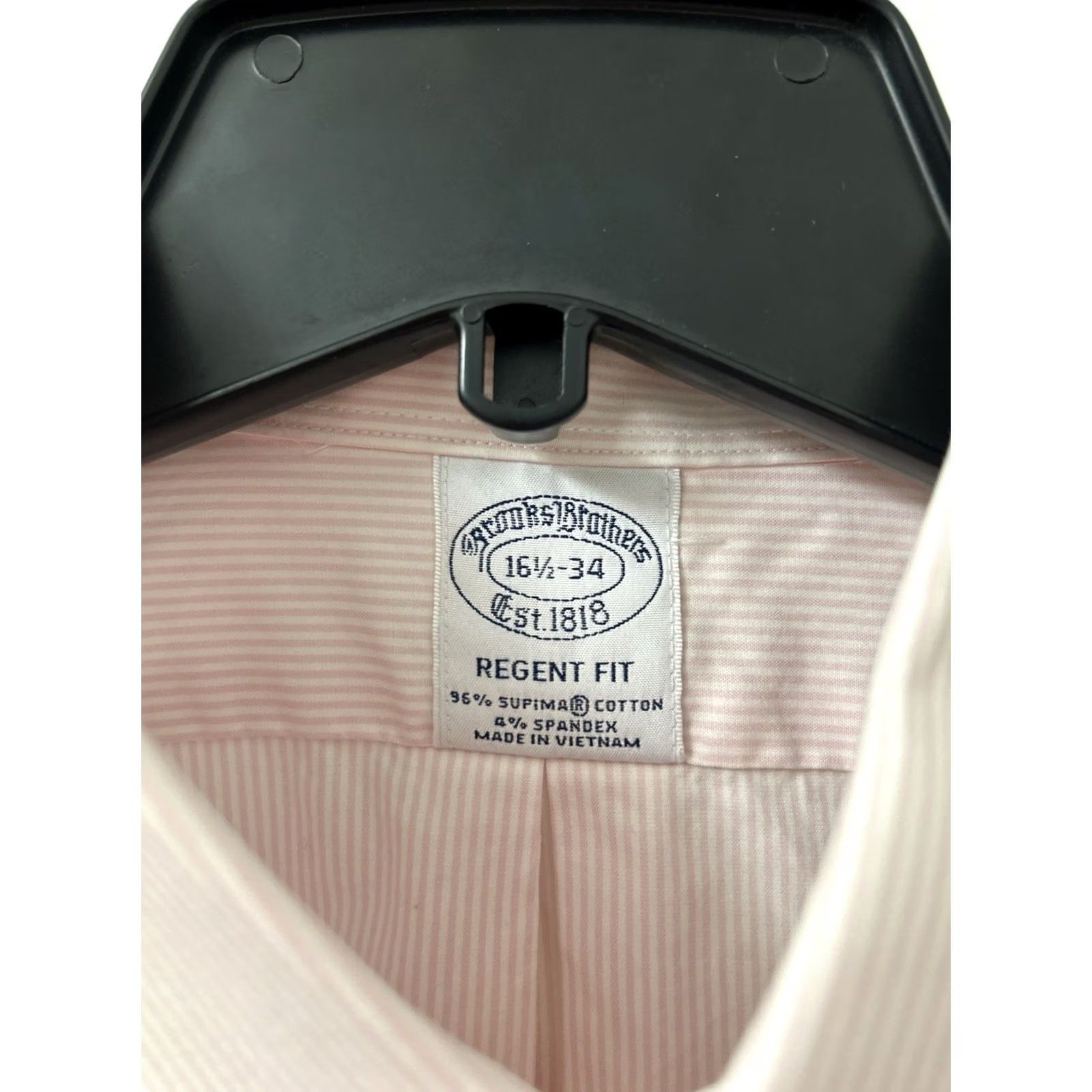 Brooks Brothers Brooks Brothers Shirt Mens 16.5 Pink Oxford Striped Regent Supima Button Up L/S Non-Iron Dress Shirt Size US XL / EU 56 / 4 - 6 Thumbnail