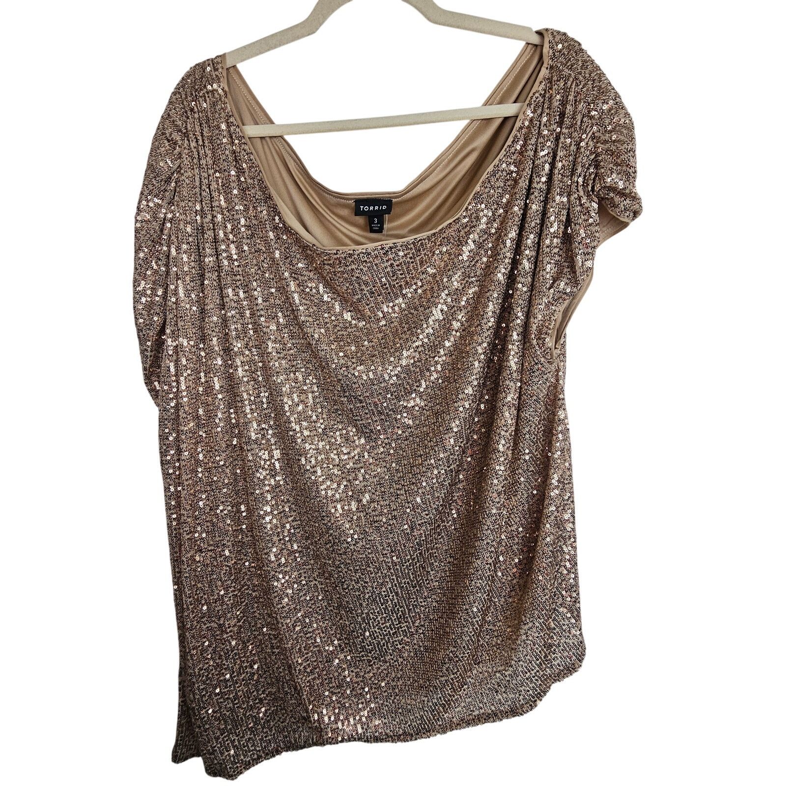 Torrid Torrid Womens Gold Sequin Off The Shoulder Top Plus Size 3X Size 3XL / US 20-22 - 2 Thumbnail