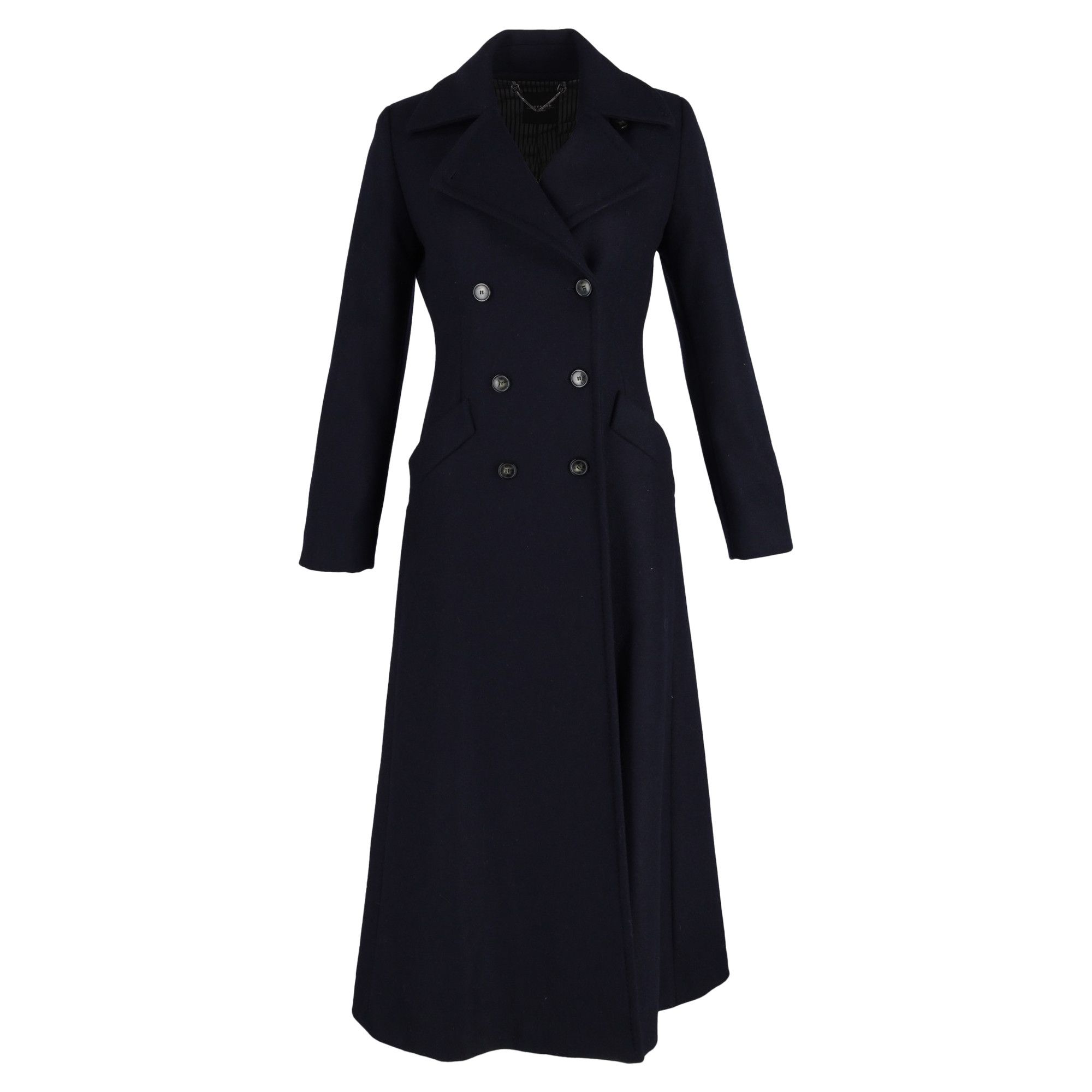 Max Mara Max Mara Double-Breasted Flare Coat in Navy Blue Wool Size XXS / US 00 / IT 34 - 1 Thumbnail