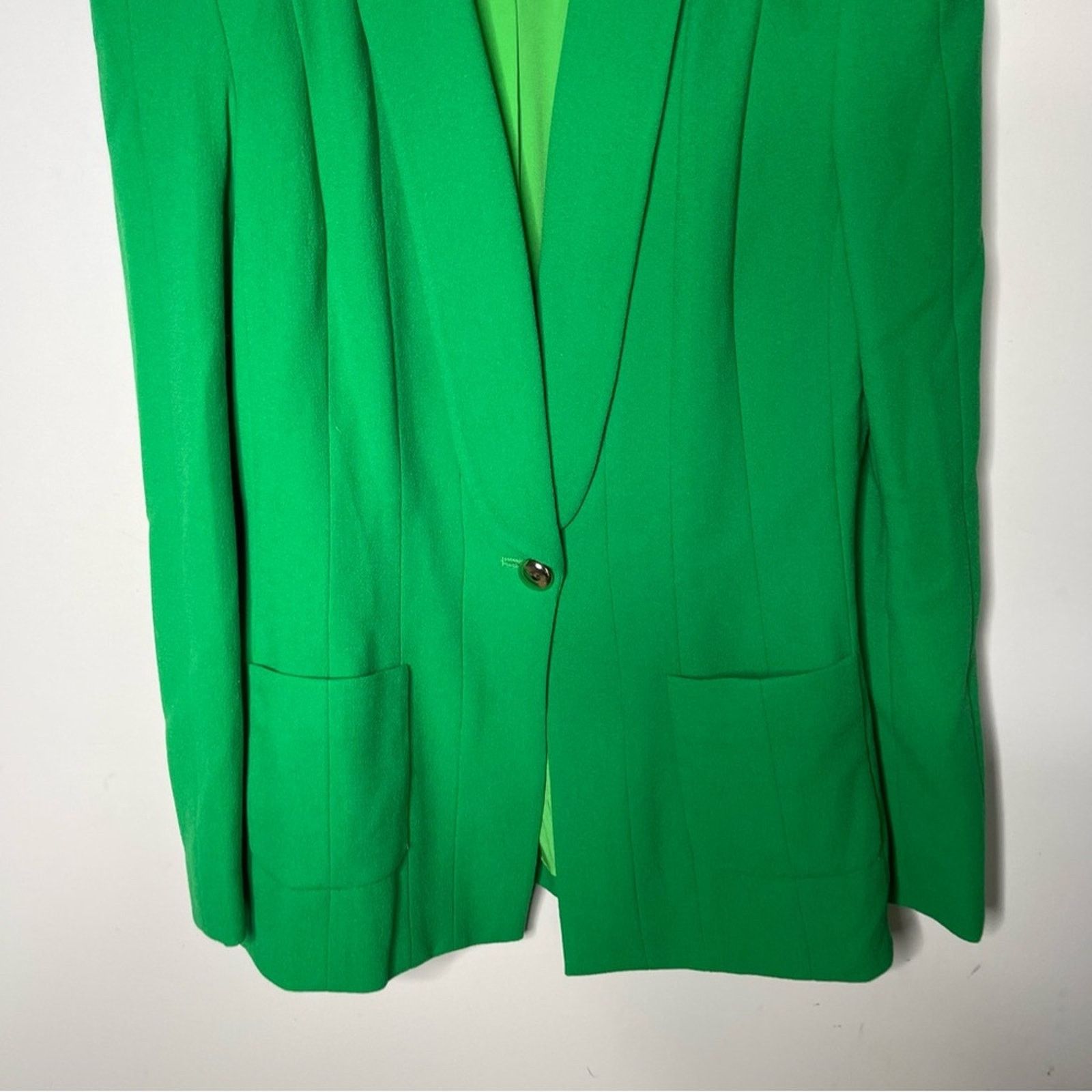 Other Sergio Hudson Wool Shawl-Collar One Button Blazer Green Size L / US 10 / IT 46 - 6 Thumbnail