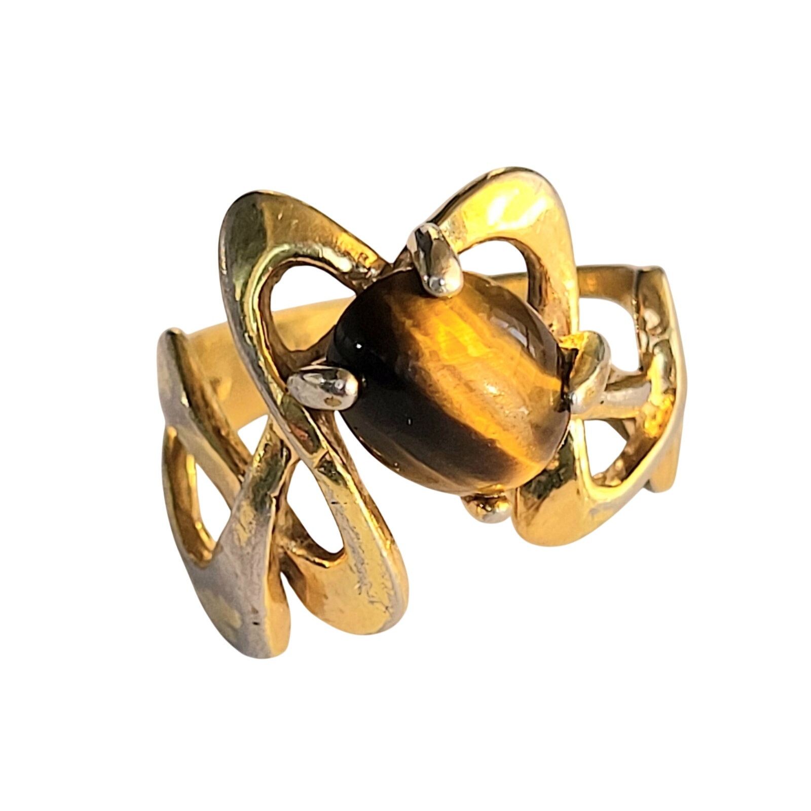 & Other Stories VTG Uncas Tiger Eye Gold Ring 18K HGE Modern Sz 6 Estate Size ONE SIZE - 1 Thumbnail