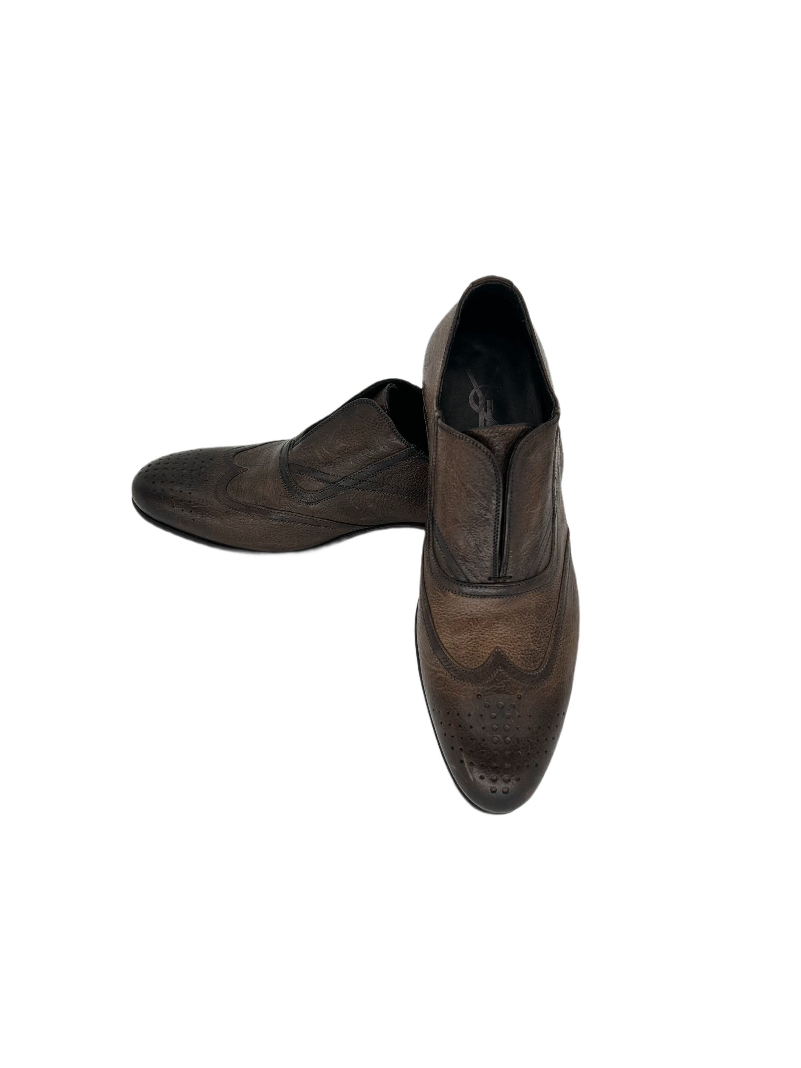 Yves Saint Laurent Yves Saint Laurent Burnished Slip On Brogue Shoe Size US 8 / EU 41 - 4 Thumbnail