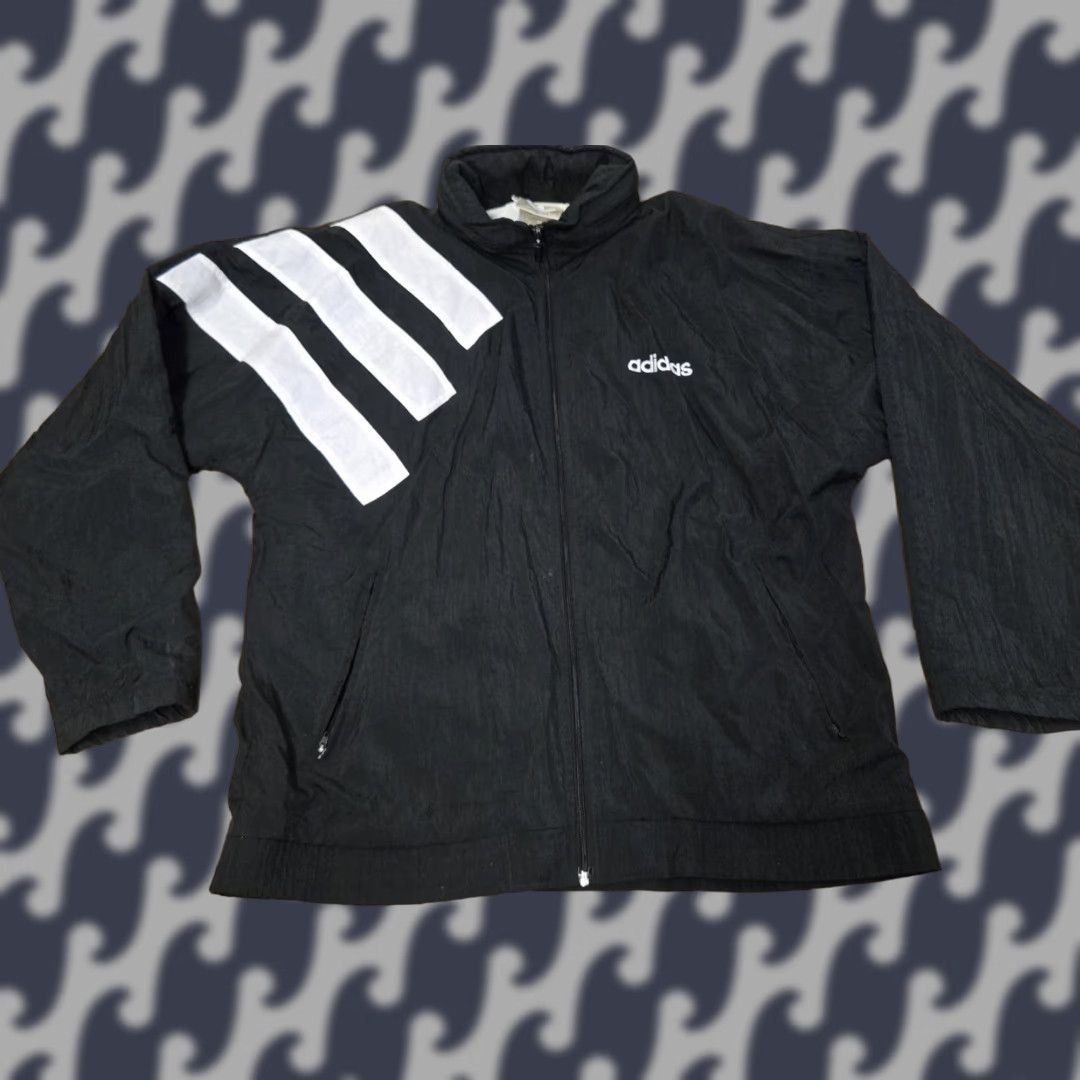 Adidas VINTAGE adidas Jacket Mens Large Black White Trefoil Windbreaker Track 90s Taiwan Size US L / EU 52-54 / 3 - 1 Thumbnail