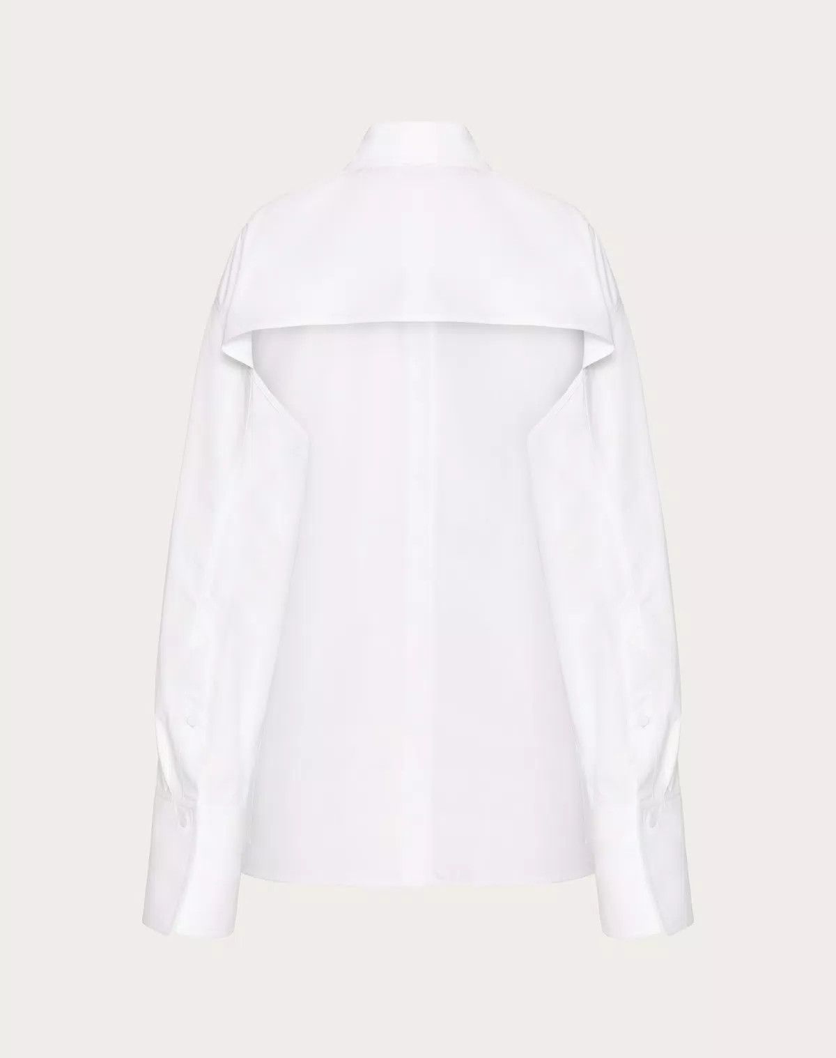 Valentino o1s1wg110625 Compact Popeline Blouse in White Size M / US 6-8 / IT 42-44 - 2 Thumbnail