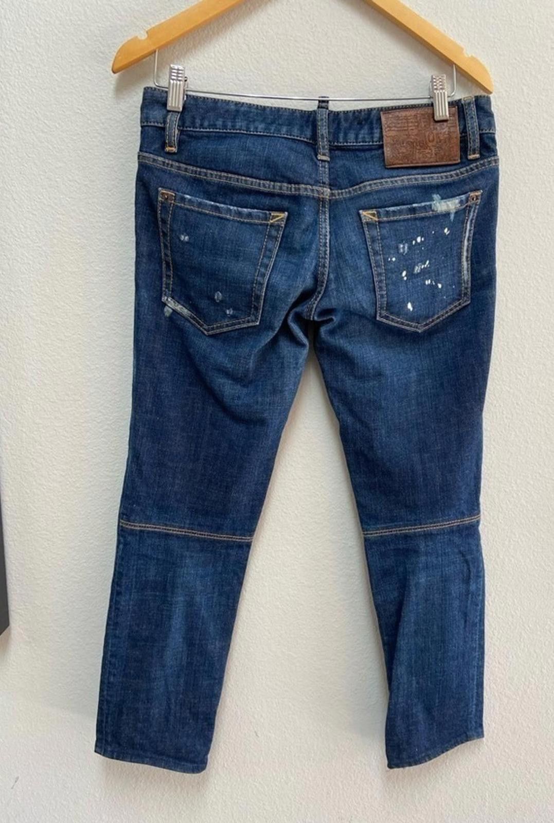 Dsquared2 DSQUARED² Low Rise Button Fly Distressed Straight Leg Jeans Size 30" / US 8 / IT 44 - 12 Thumbnail
