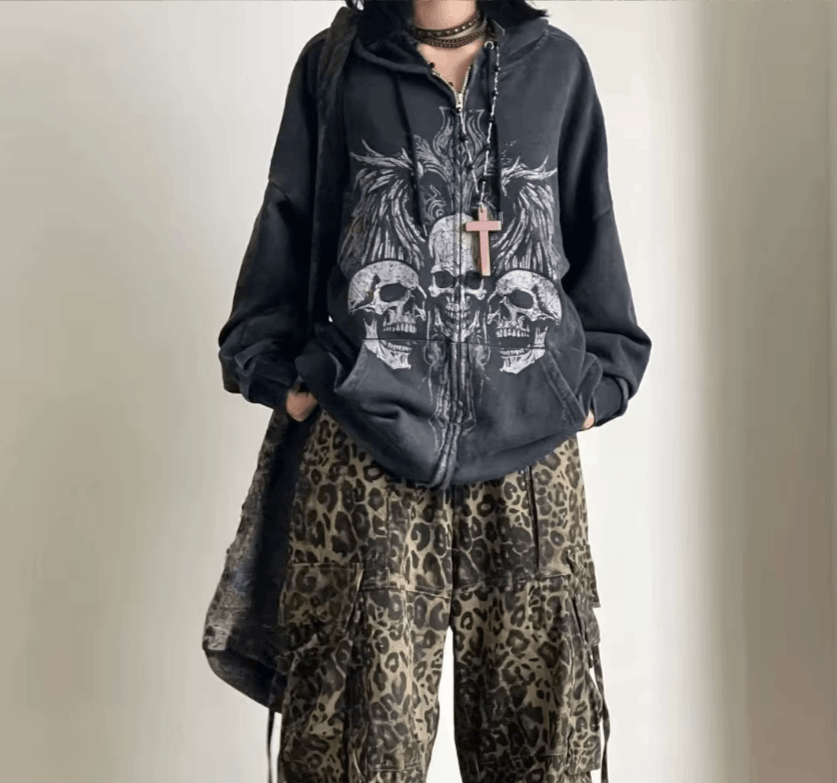 Japanese Brand 25 Y2k Vintage Fashion Print Zip Up Hoodies Size US XL / EU 56 / 4 - 6 Thumbnail