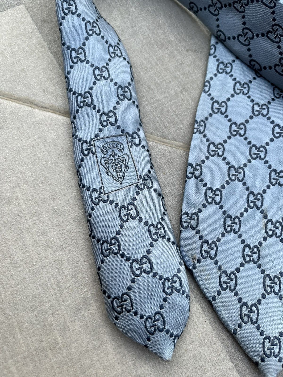 Gucci 90’s Gucci GG Sky Blue Silk Tie Size ONE SIZE - 4 Thumbnail