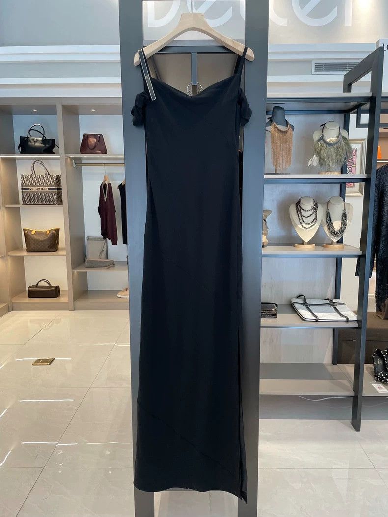 Loewe LOEWE Black long fiber strap dress Size S / US 4 / IT 40 - 2 Thumbnail