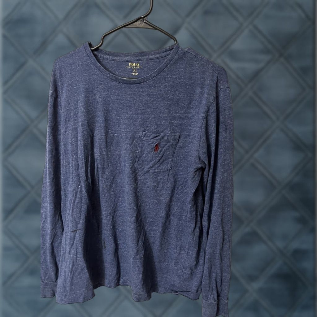 Polo Ralph Lauren Polo Ralph Lauren Tee T Shirt Mens Large Knit Crew Neck Long Sleeve Blue Size US L / EU 52-54 / 3 - 1 Thumbnail