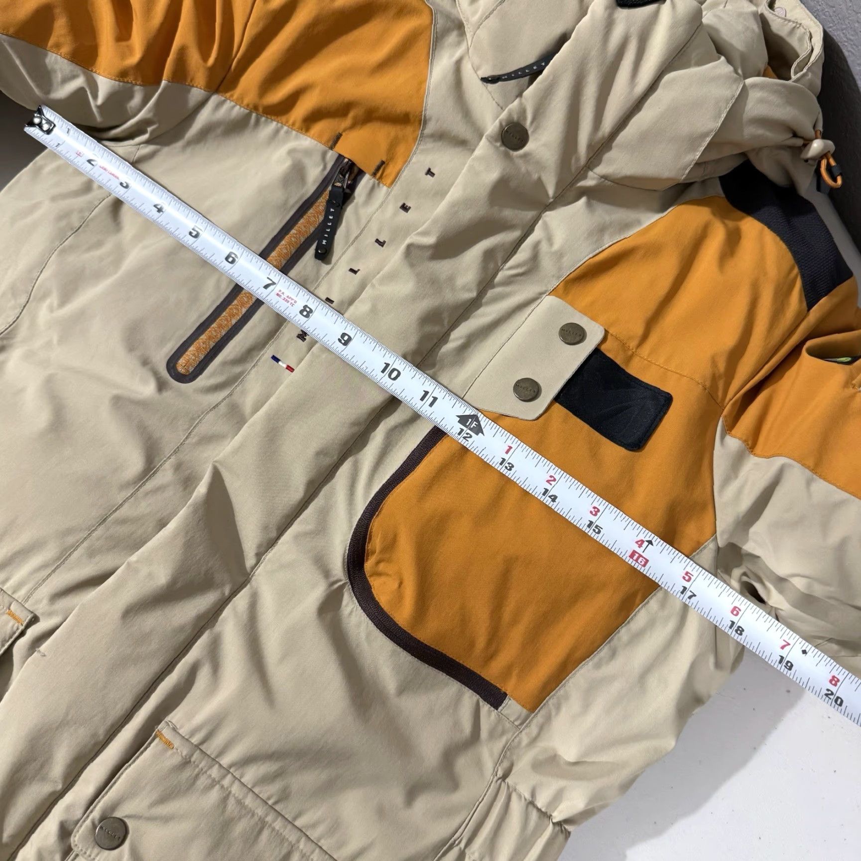 Vintage Millet Down Long Trench Jacket Coat Orange Beige Hood Women’s XS/XS Jacket, Puffer, 90/XS, Beige Orange, MilLet, Wool? Size XS / US 0-2 / IT 36-38 - 6 Thumbnail