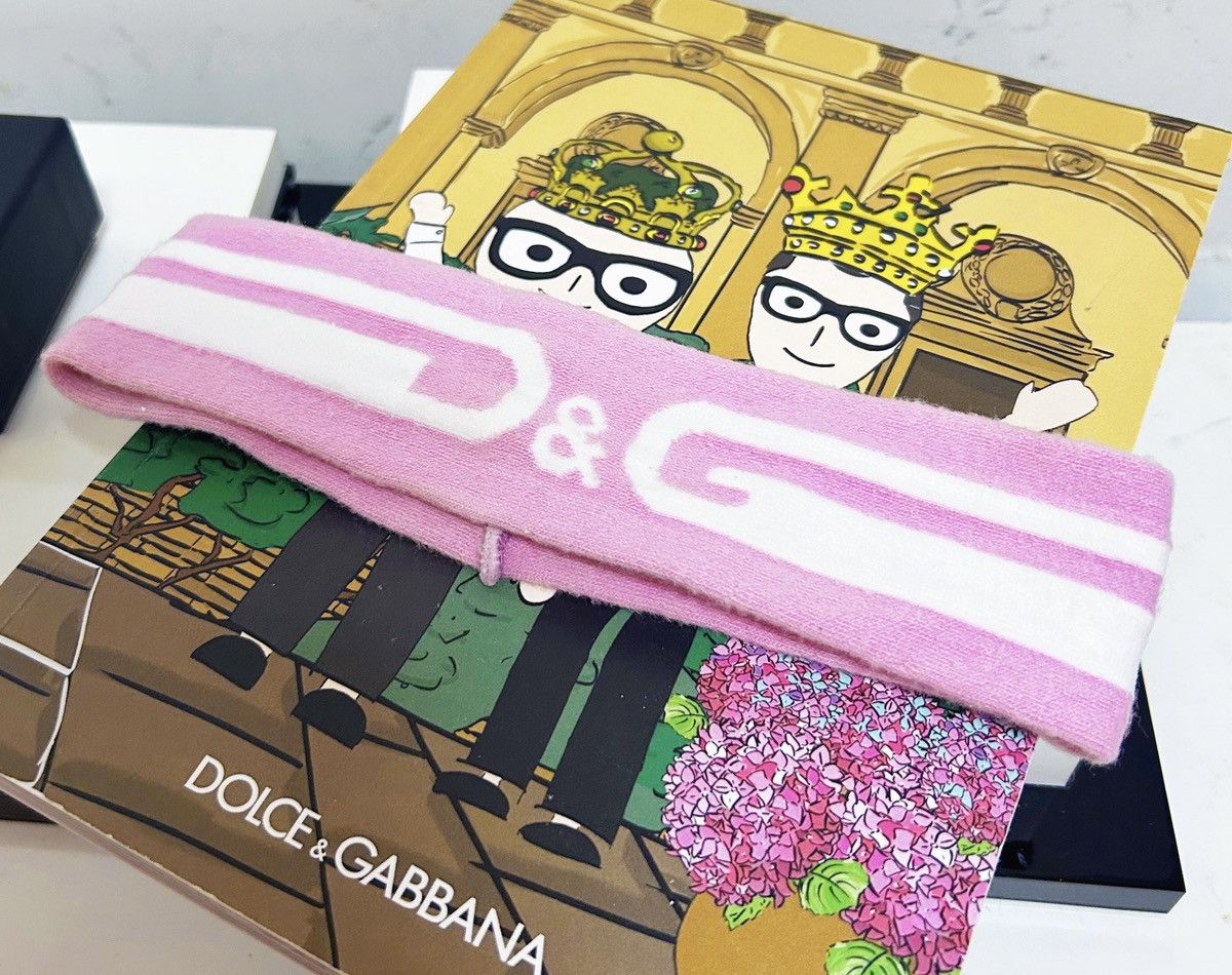Dolce & Gabbana Authentic Dolce & Gabbana DG Baby Pink & White Logo Headband Size ONE SIZE - 8 Thumbnail
