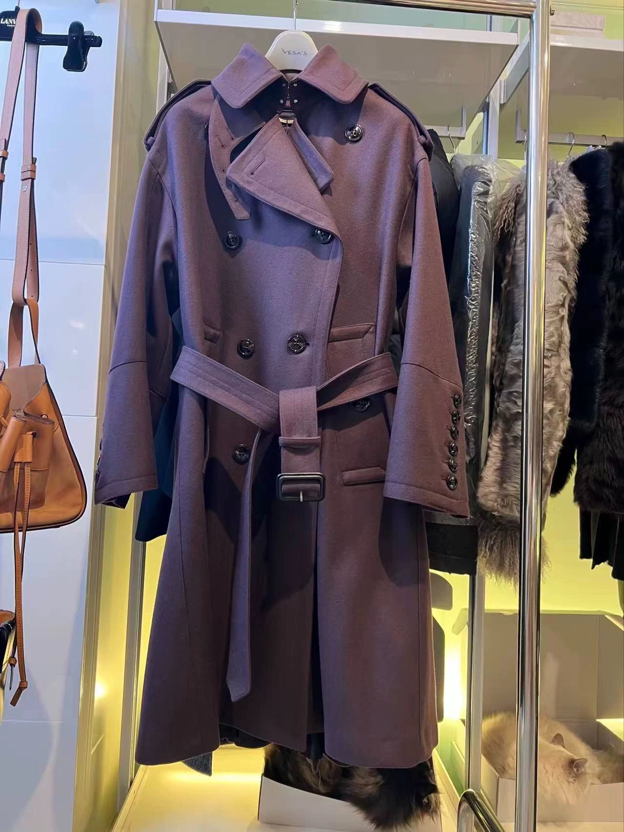 Burberry Burberry Runway Wool Coat Deep Raspberry Purple Quilted S Size S / US 4 / IT 40 - 2 Thumbnail