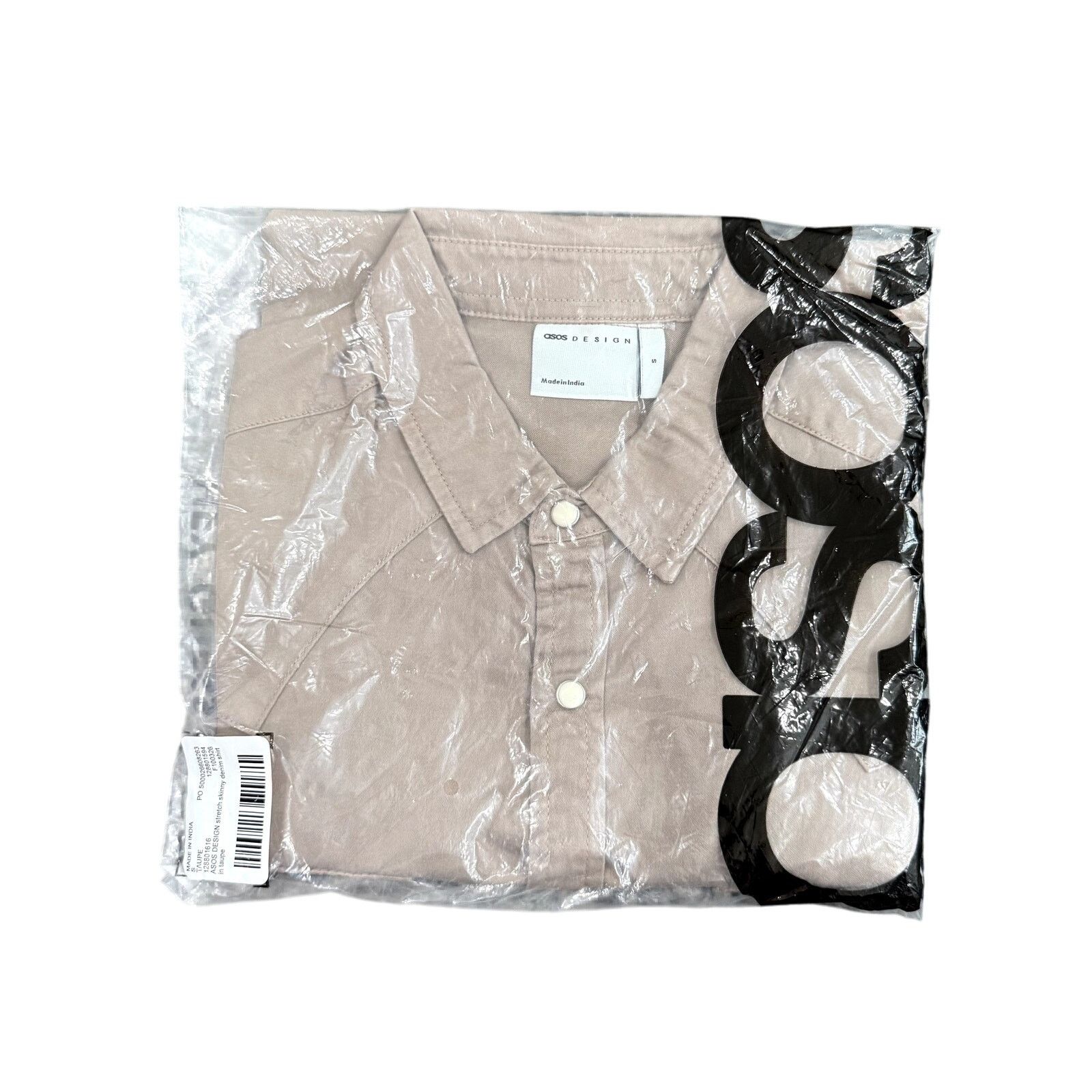 Asos ASOS Design Stretch Skinny Denim Shirt in Taupe, Size S Size US S / EU 44-46 / 1 - 4 Thumbnail