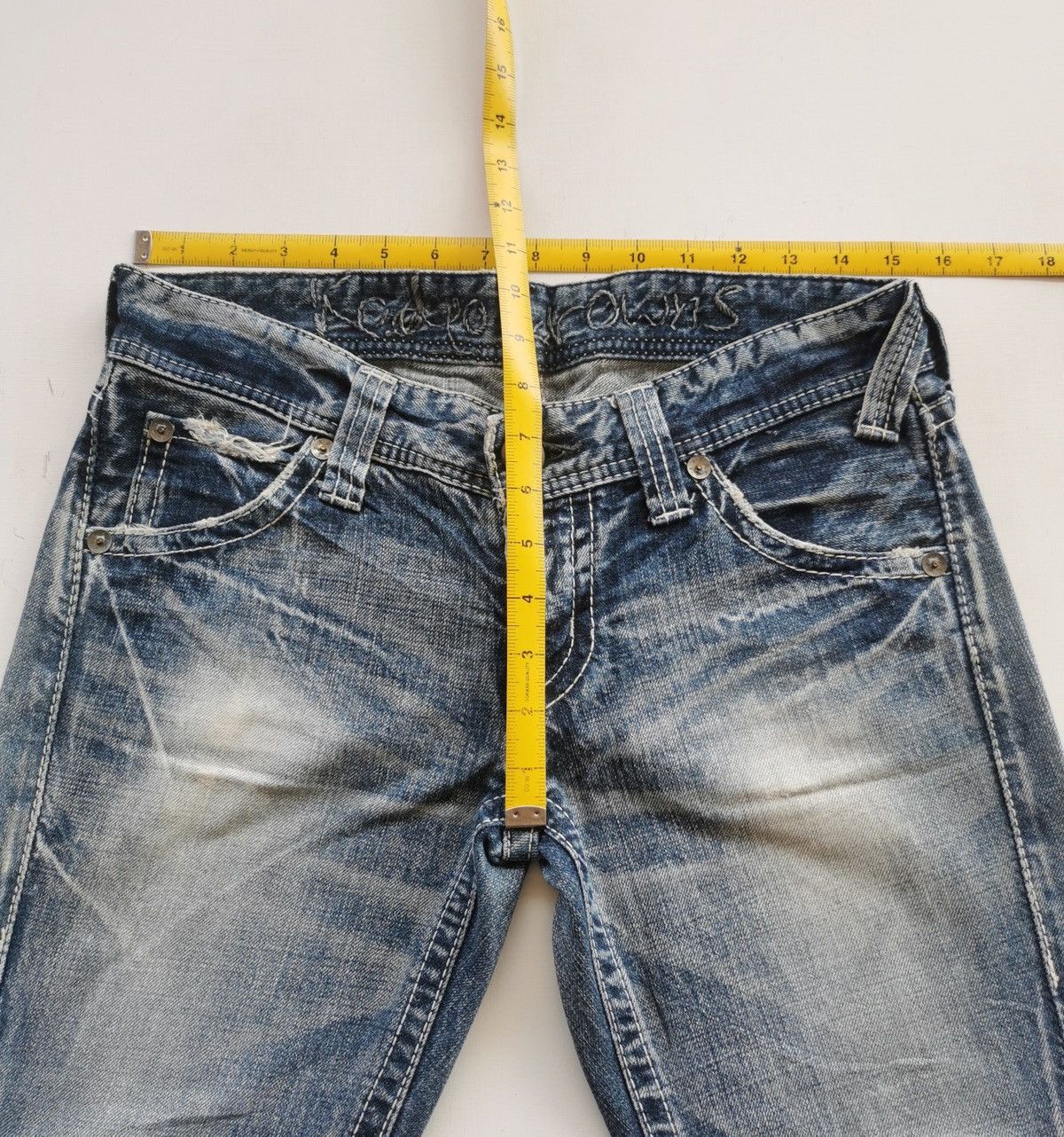 Japanese Brand Rodeo Crowns Japan Zig Zag Patch Jeans Size US 30 / EU 46 - 10 Thumbnail