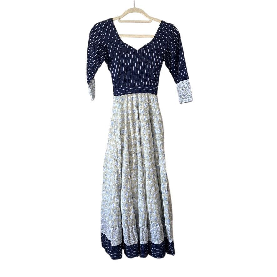 Vintage Vintage Block Print Cotton Maxi Dress – Artisan Handcrafted Size S / US 4 / IT 40 - 7 Thumbnail